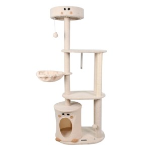 GOOPAWS 34-in Faux Fur Top Perch Cat Tree & Condo