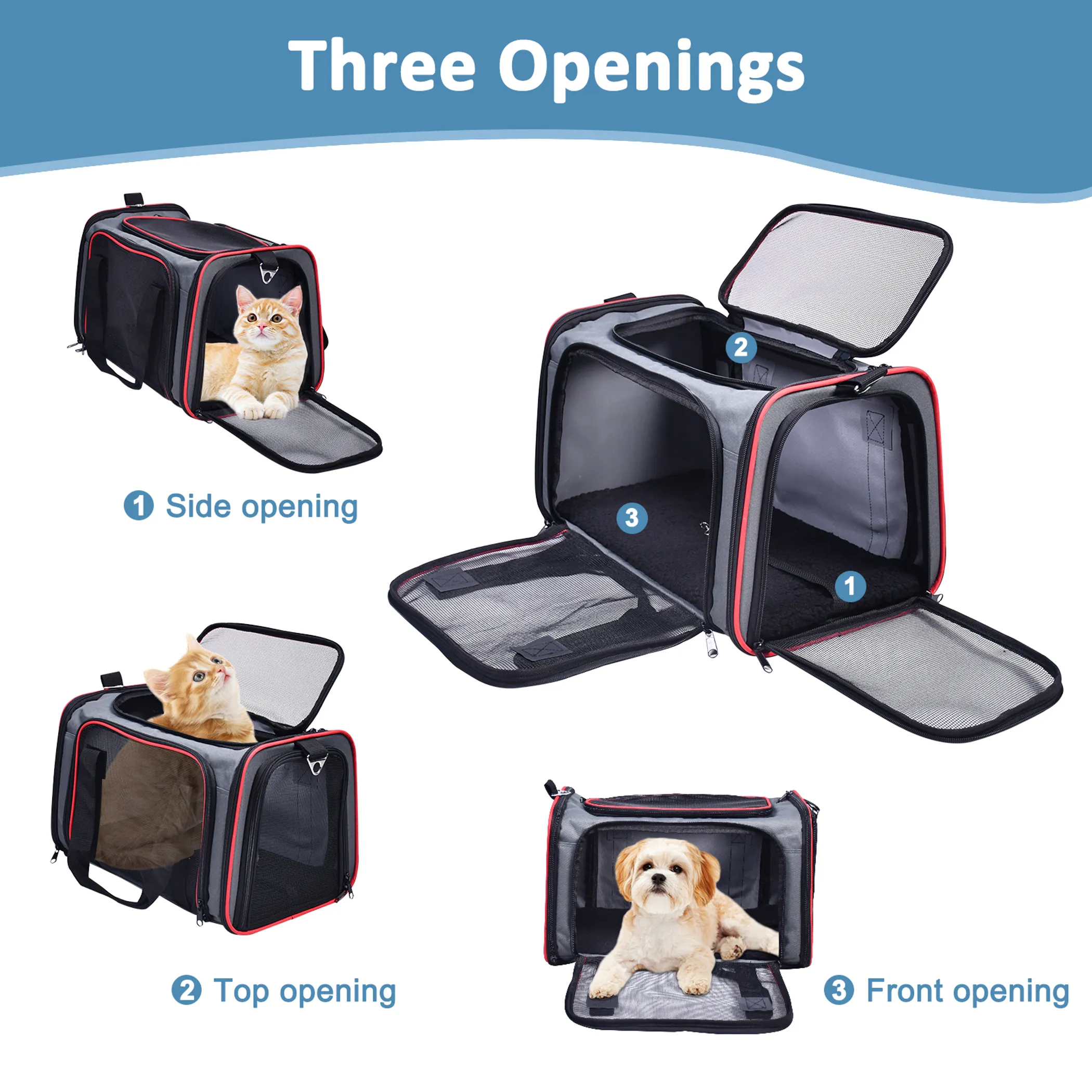 GOOPAWS Soft-Sided Kennel Pet Carrier for Small Dogs, Cats, Puppy, Airline Approved Cat Carriers Dog Carrier Collapsible, Travel Handbag & Car Seat - Image 2