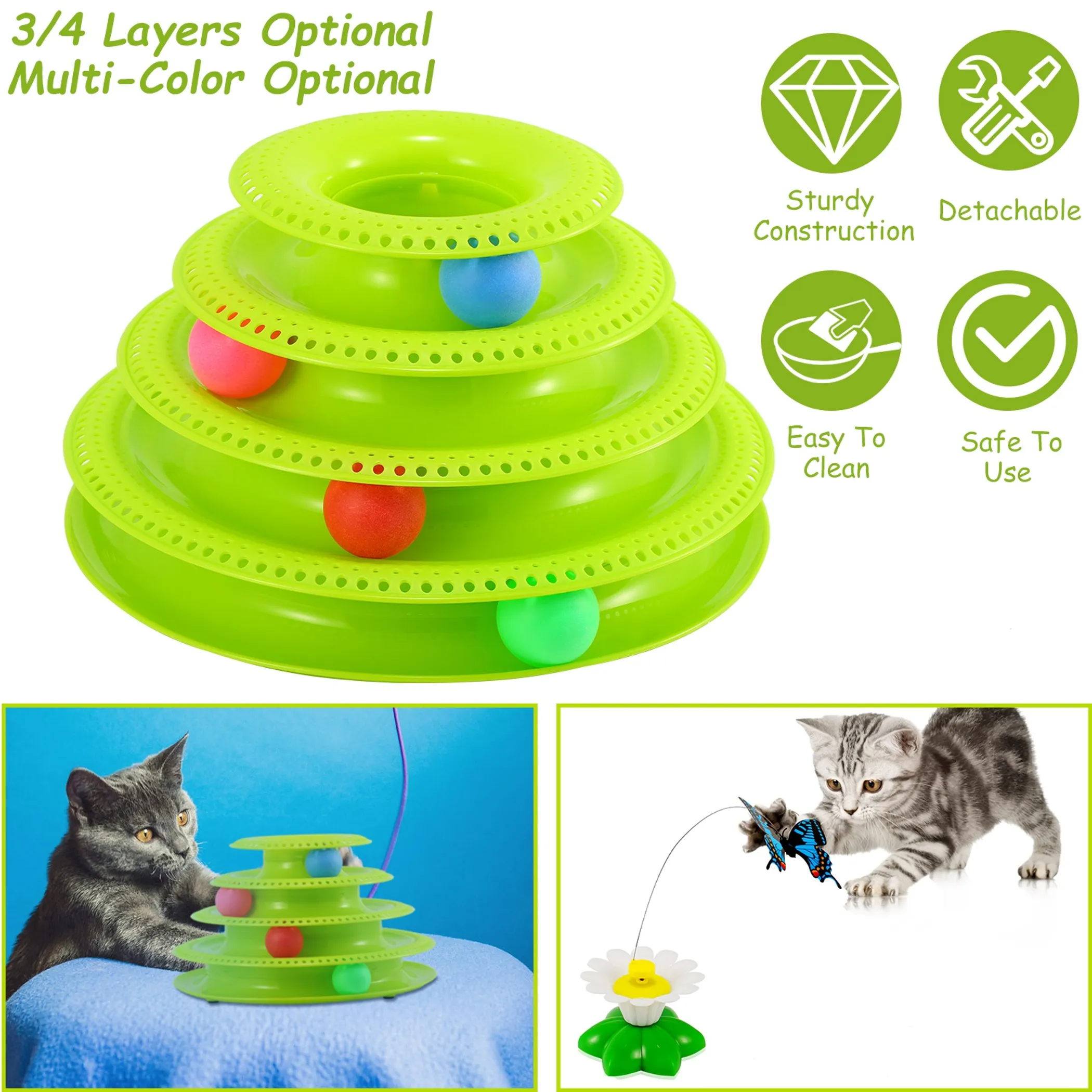 Cat Track Tower Toys 4-Layer Ball Track Interactive Cat Toys - Image 3