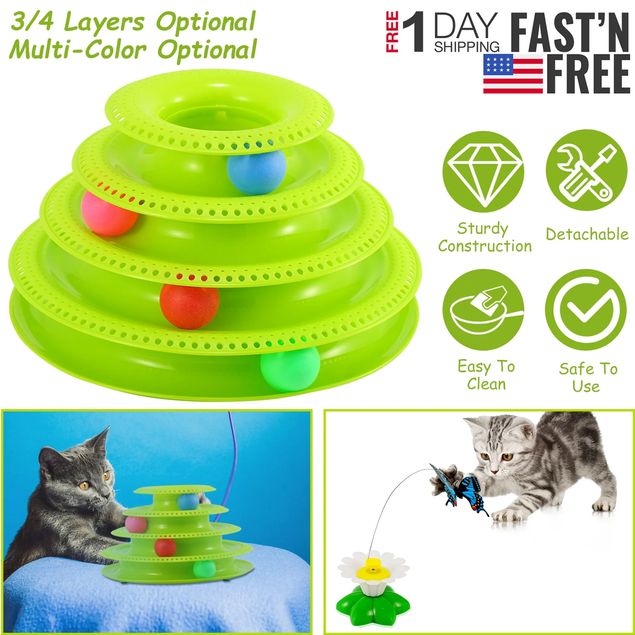 Cat Track Tower Toys 4-Layer Ball Track Interactive Cat Toys - Image 4