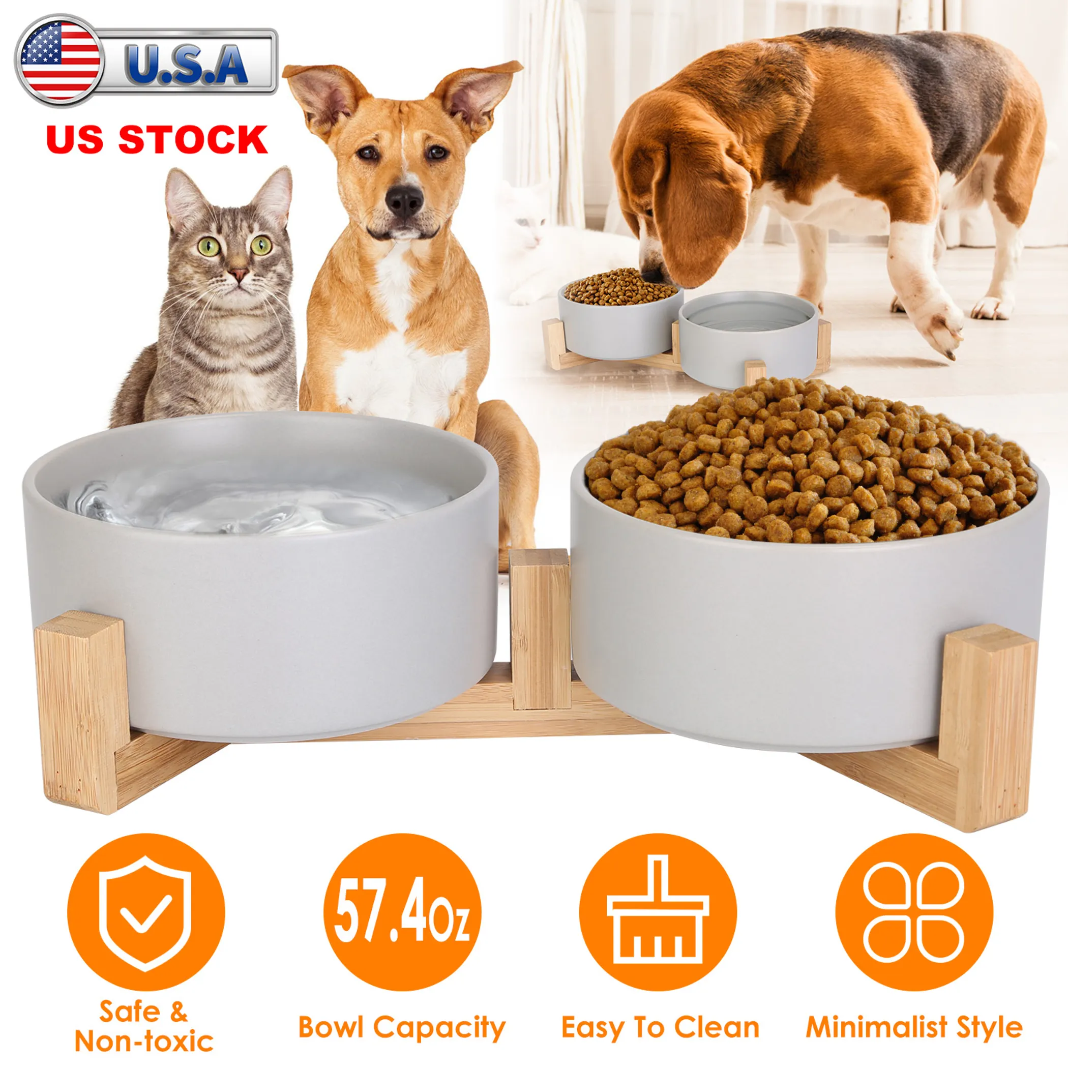 Double 28.7Oz Ceramic Pet Bowls Dog Cat Bowls - Image 4