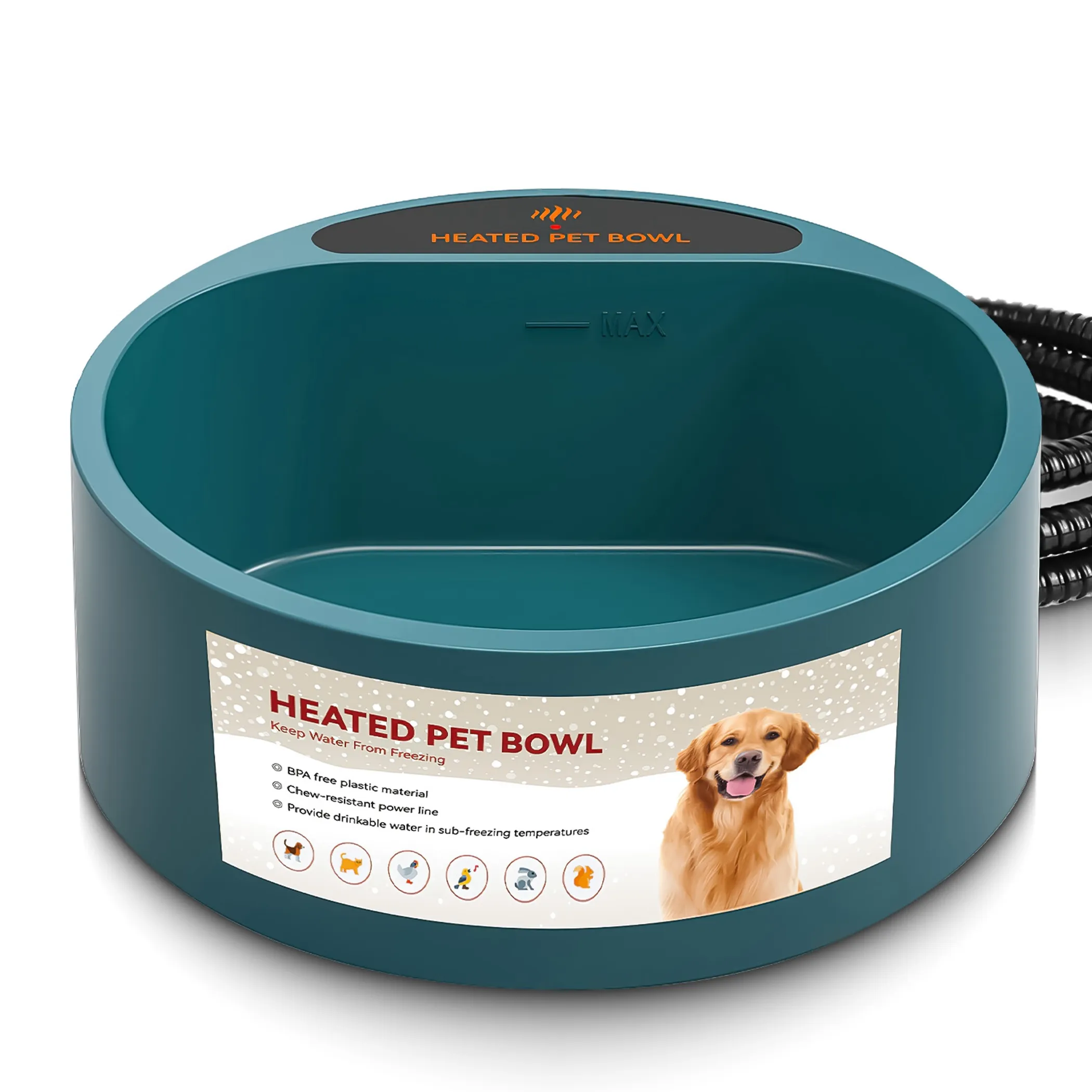 Heated Water Bowl for Dog Cat 74.4OZ Heating Water Dish - Image 2