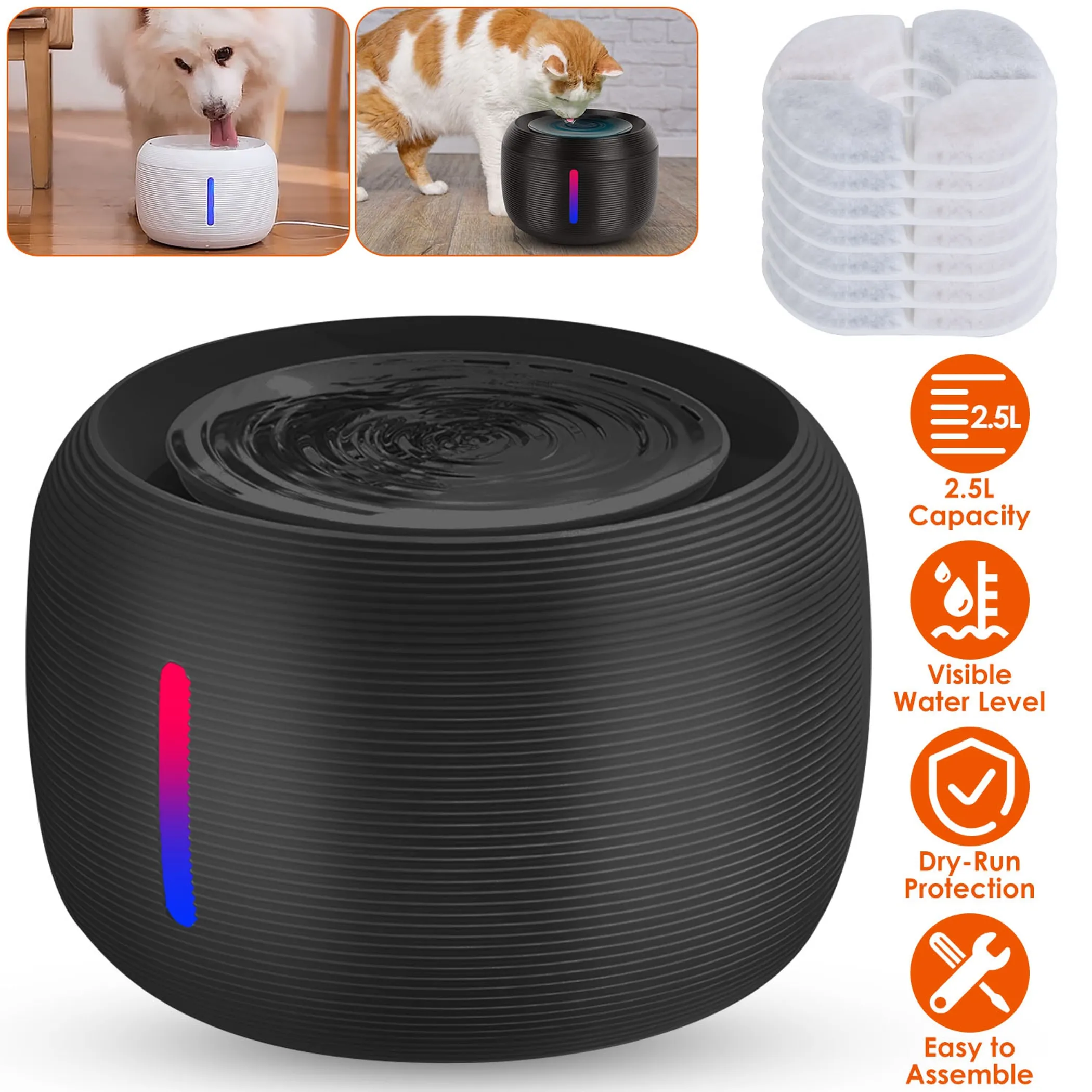 2.5L 84.54OZ Pet Water Fountain Smart Pet Drinking Fountain - Image 2