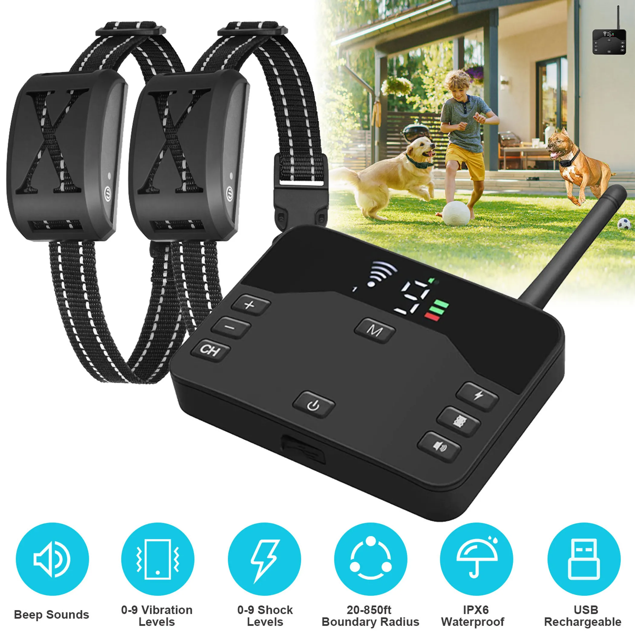 2 In 1 Wireless Electric Dog Fence Waterproof Pet Shock - Image 4
