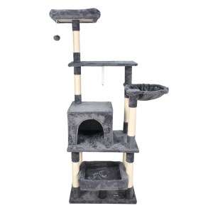 GOOPAWS 3-Tier 50-in Faux Fur Cat Tree & Condo