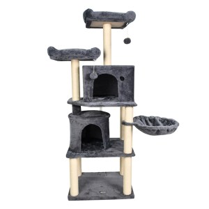 GOOPAWS 27-in Faux Fur Cat Tree & Condo