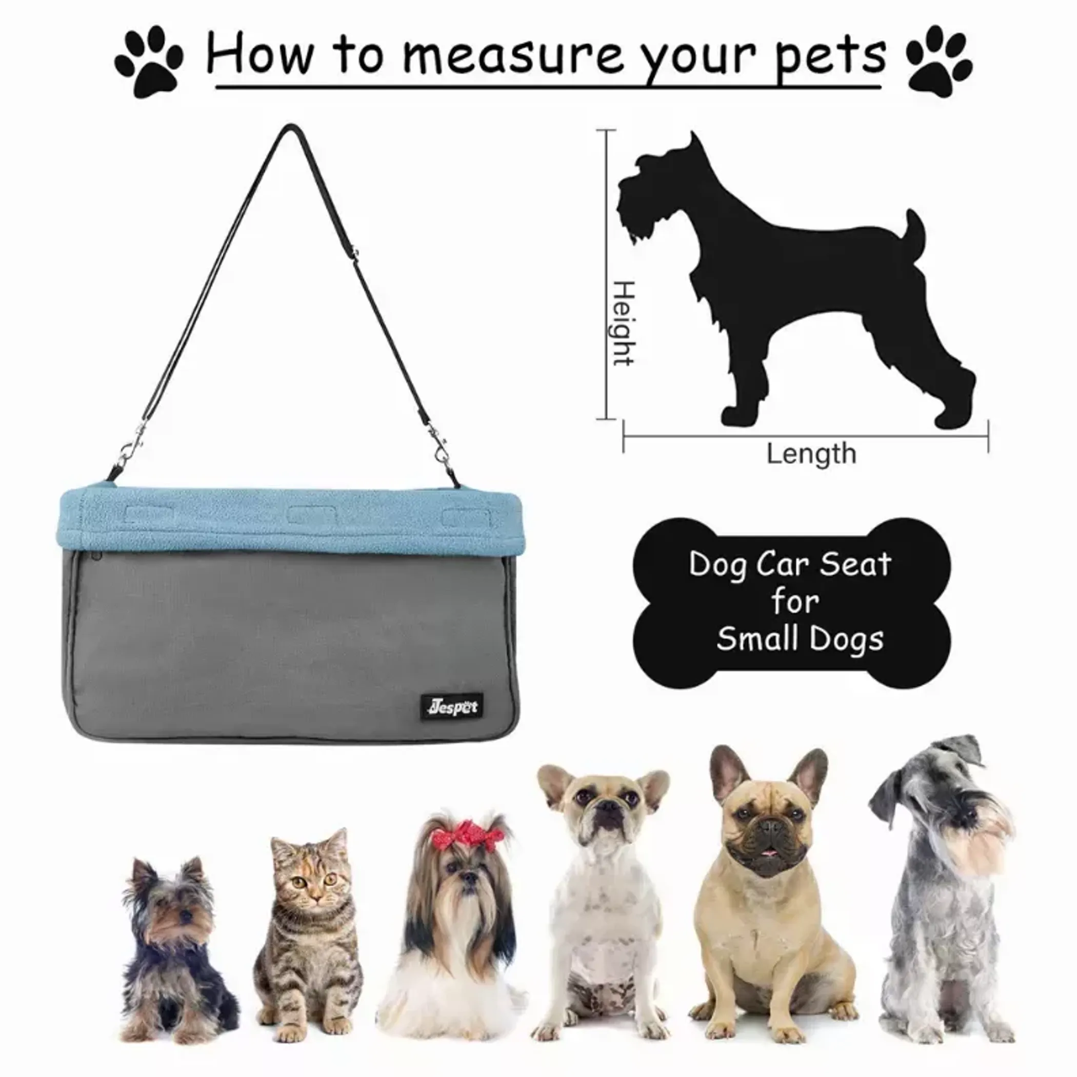 JESPET & GOOPAWS Dog Booster Seats for Cars, Portable Dog Car Seat Travel Carrier with Seat Belt for 24lbs Pets - Image 2