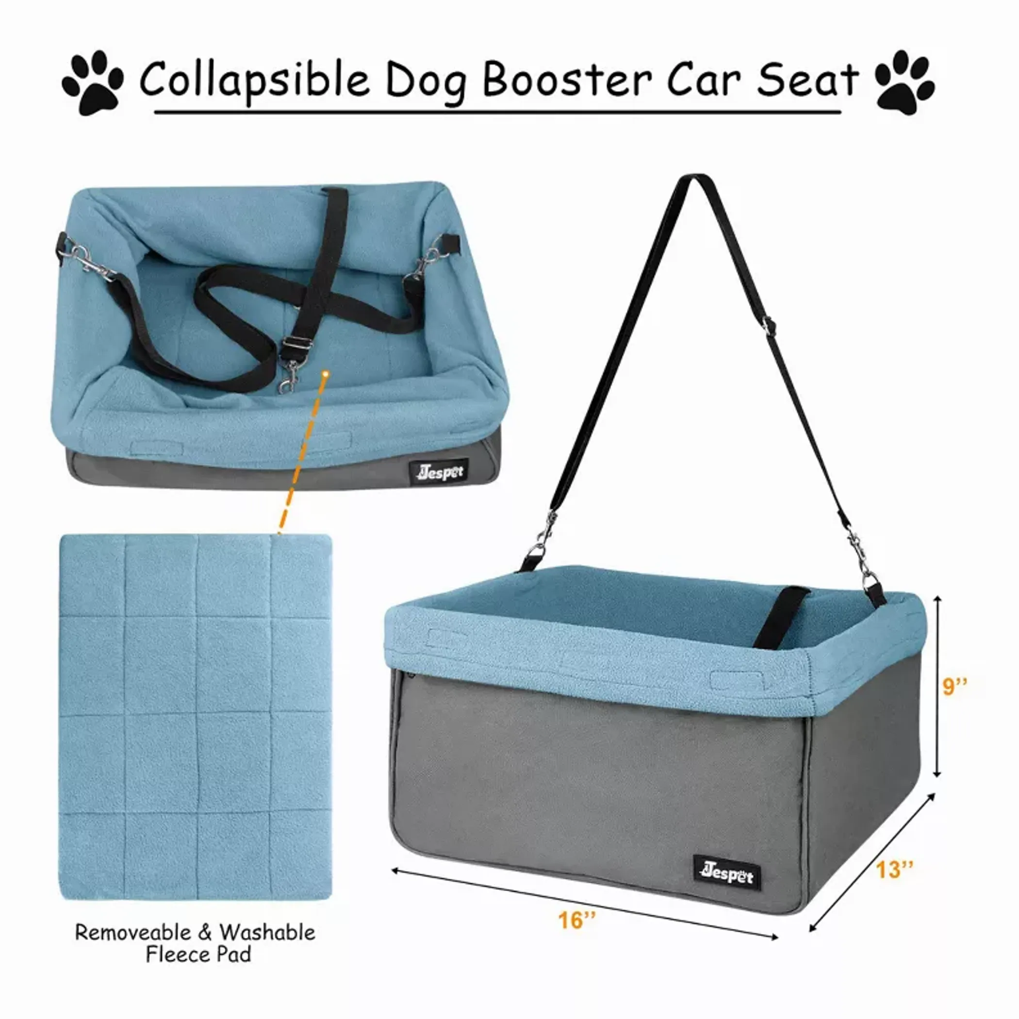 JESPET & GOOPAWS Dog Booster Seats for Cars, Portable Dog Car Seat Travel Carrier with Seat Belt for 24lbs Pets - Image 5
