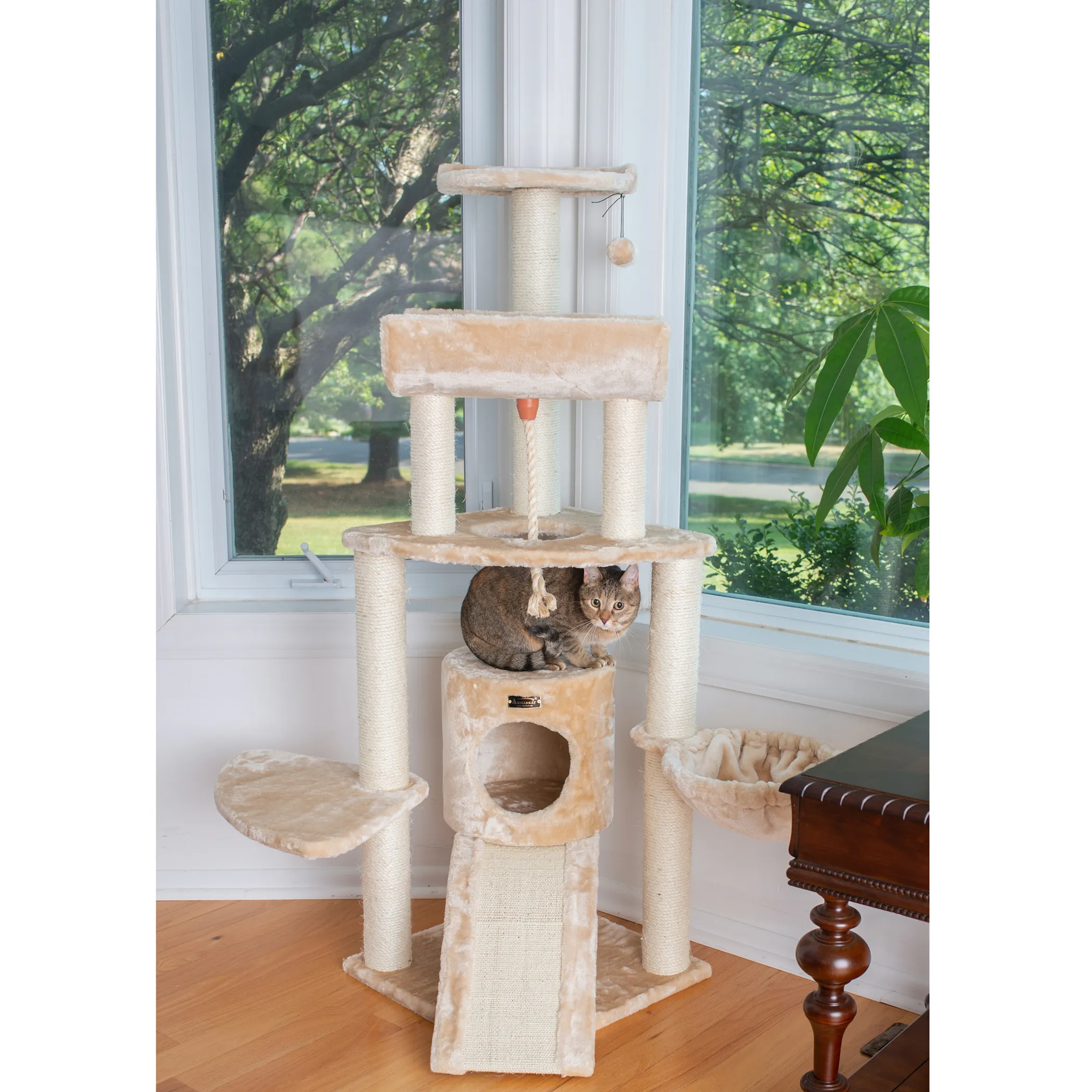 Armarkat Real Wood Spacious Thick Fur Cat Tower W Lounge - Image 4