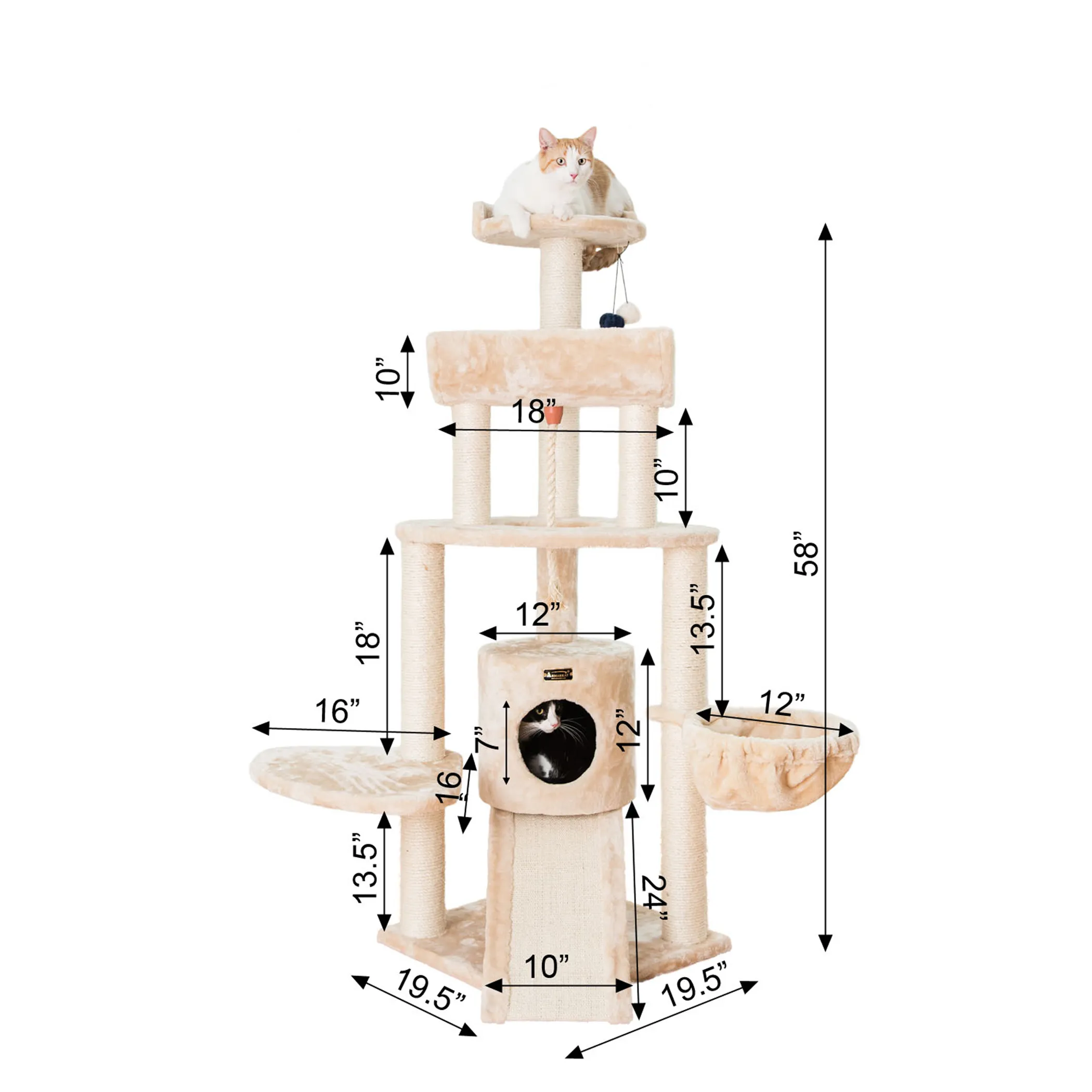 Armarkat Real Wood Spacious Thick Fur Cat Tower W Lounge - Image 5