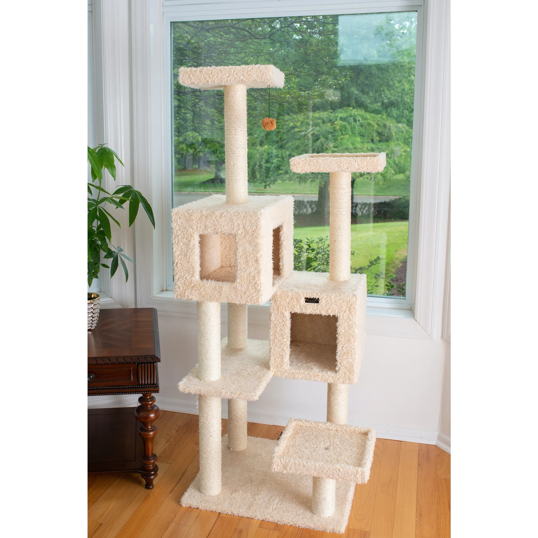 Multi-Level Real Wood Cat Tree W Two Condos, Perches A6702 - Image 3