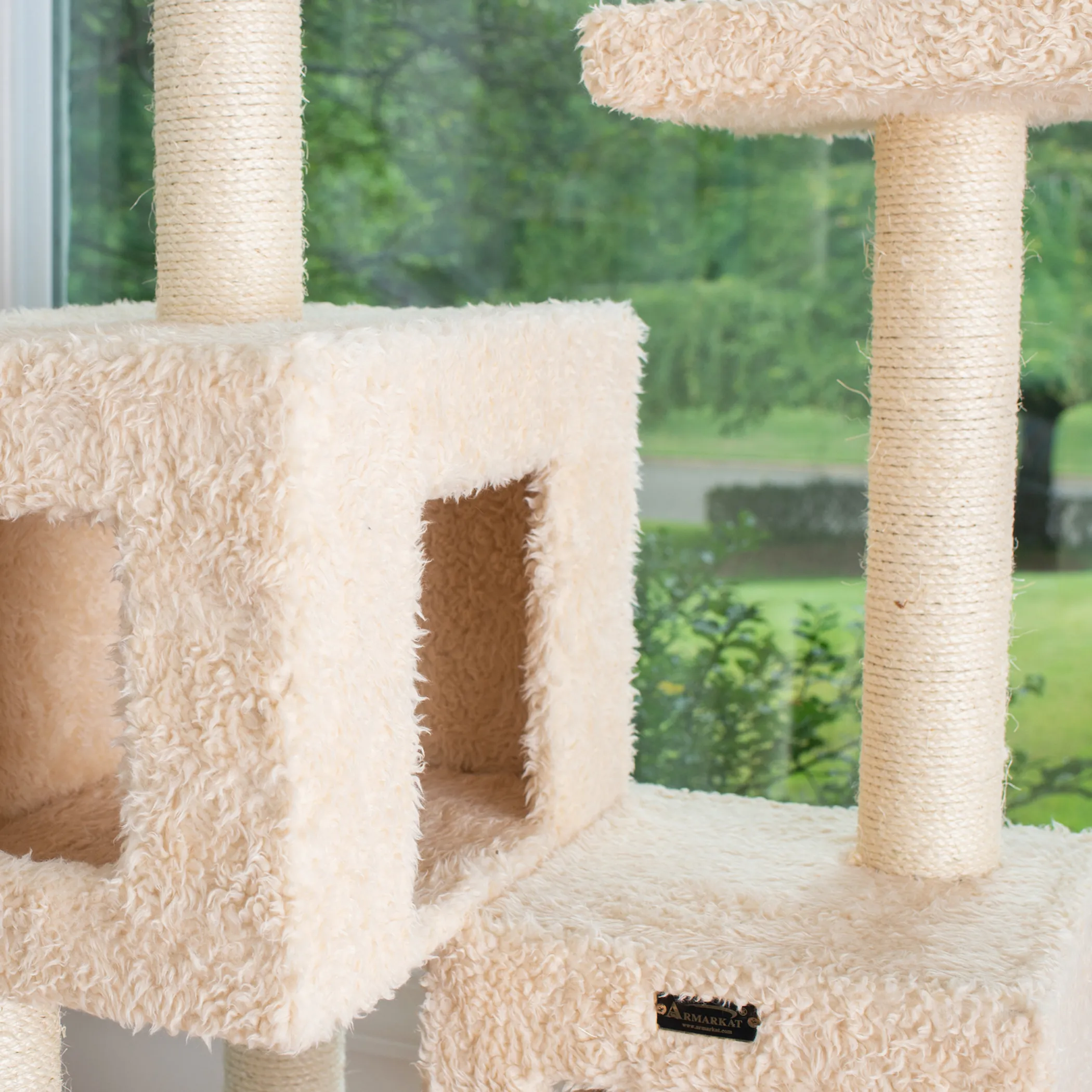 Multi-Level Real Wood Cat Tree W Two Condos, Perches A6702 - Image 4