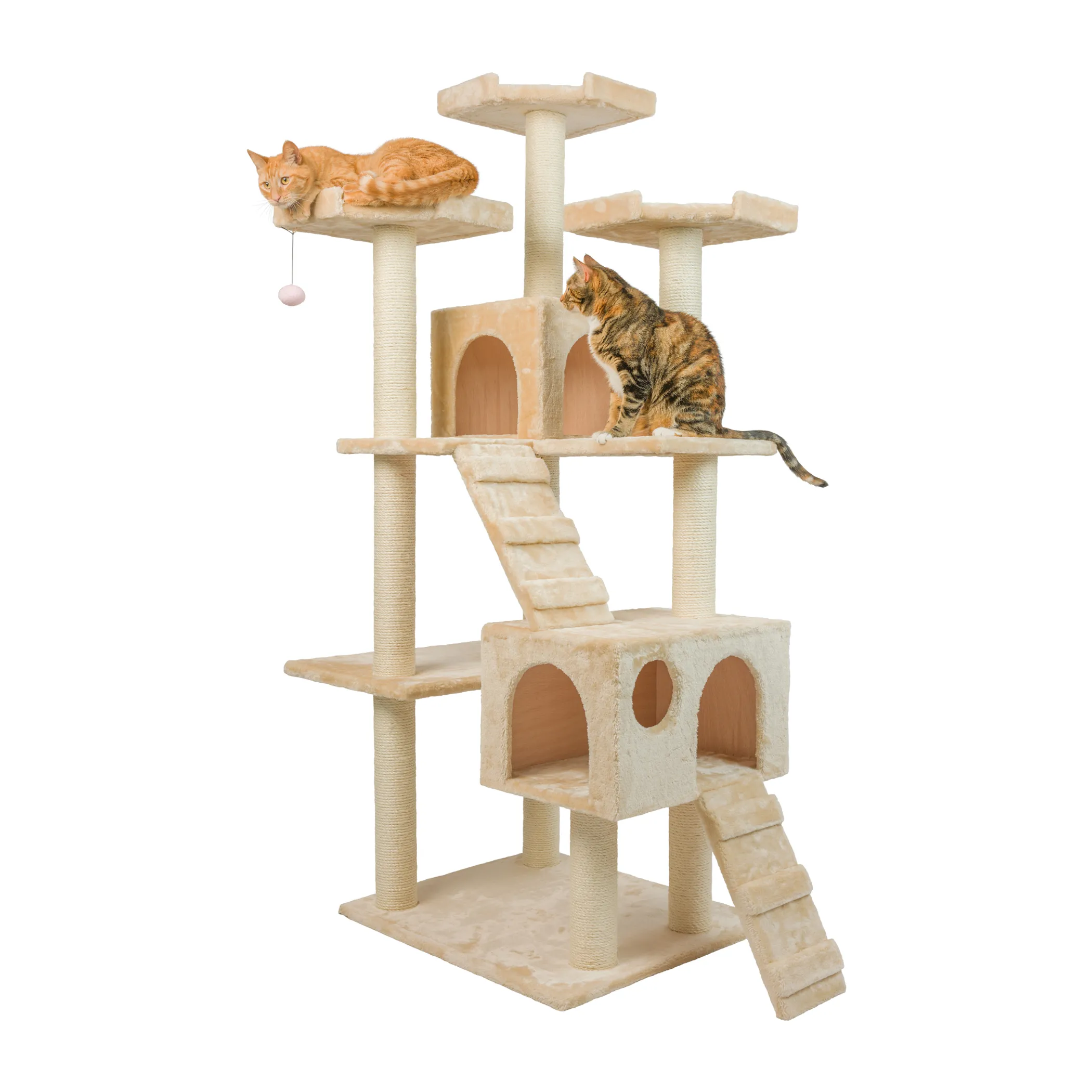 Real Wood 74" Multi-Level Cat Tree Large Cat Play Furniture - Image 2