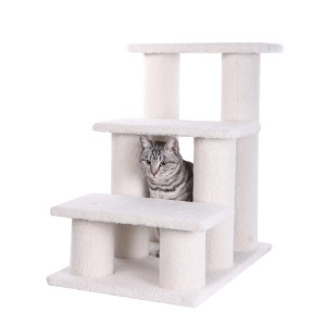 Real Wood 3 Step Cat Step Stairs Ramp,  25″ Dogs Climber
