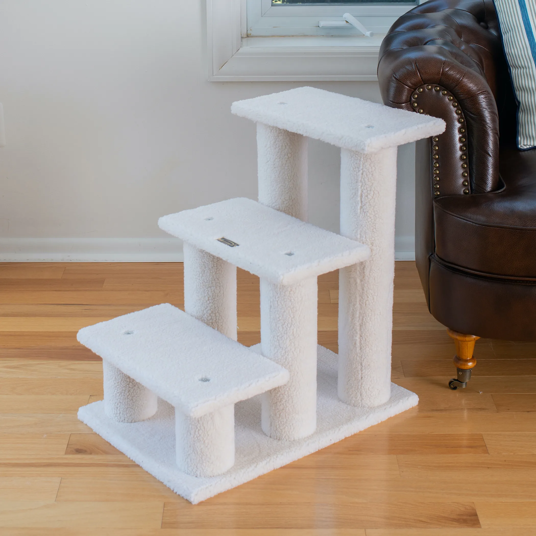Real Wood 3 Step Cat Step Stairs Ramp, 25" Dogs Climber - Image 3