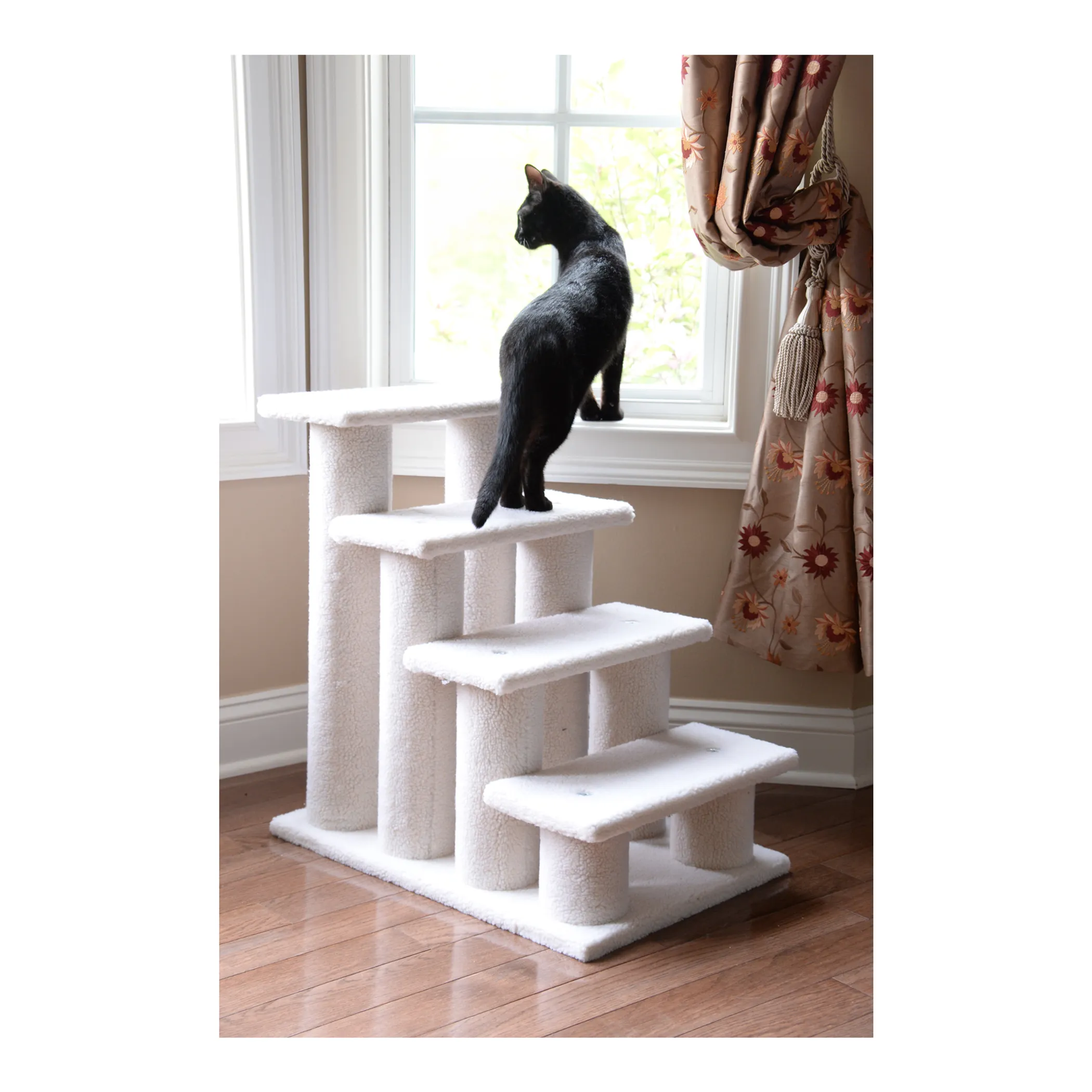 Real Wood 4 Steps Ramp For Dogs, Cats, Cat Step Stairs Ramp - Image 5