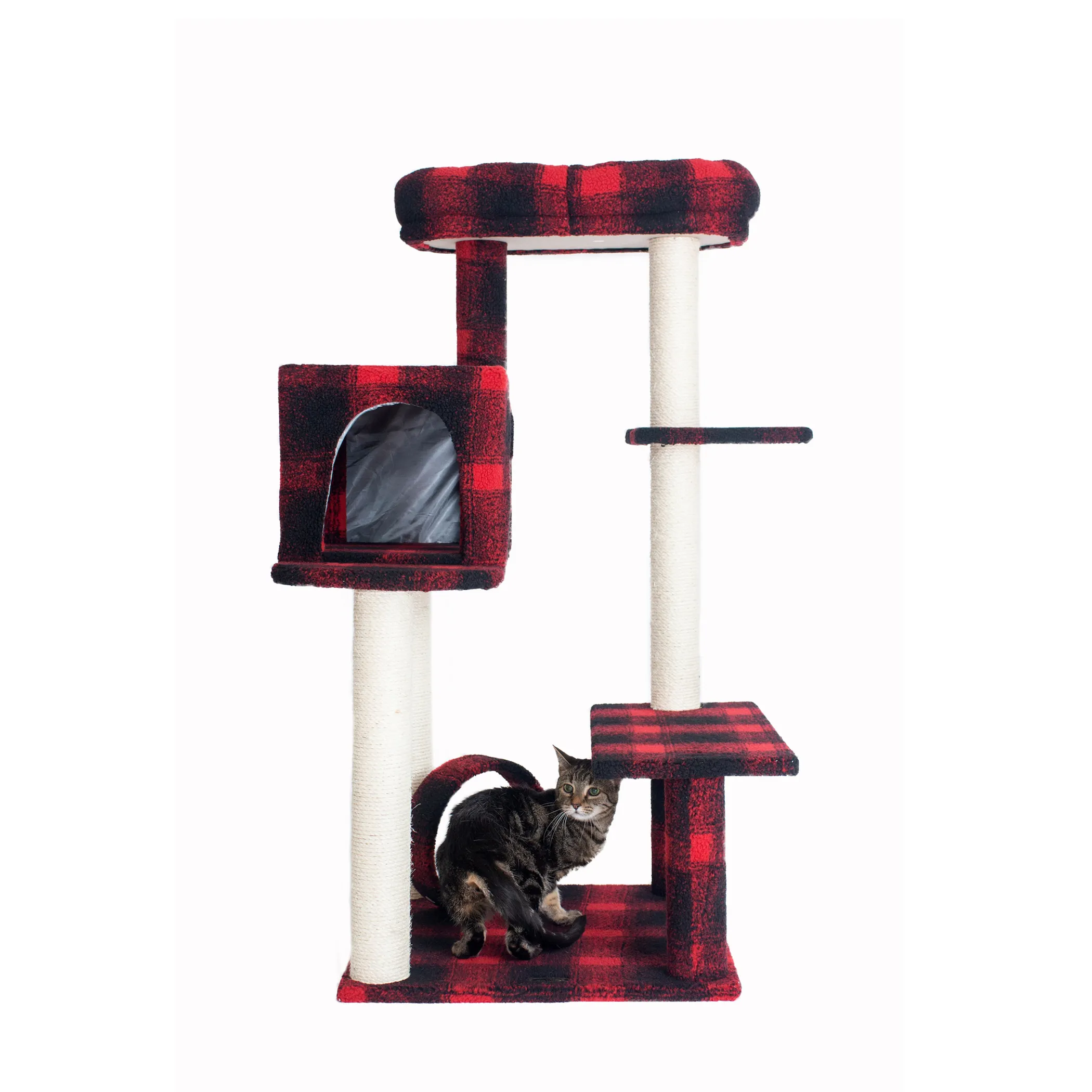 Real Wood B5008 50-Inch Classic Cat Tree With Veranda, Bench - Image 2