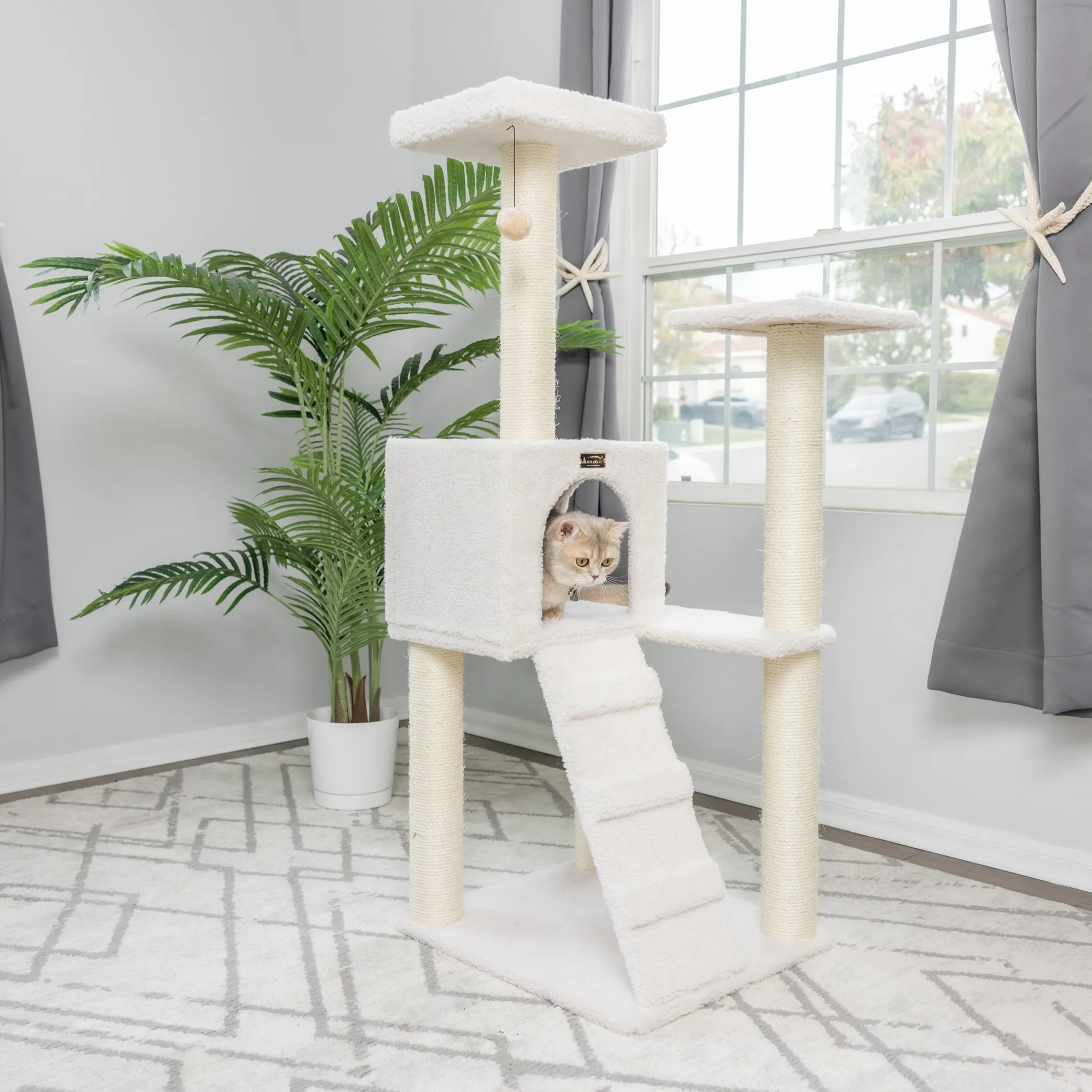 Armarkat Fleece Covered 53" High Cat tree, Real Wood B5301 - Image 2