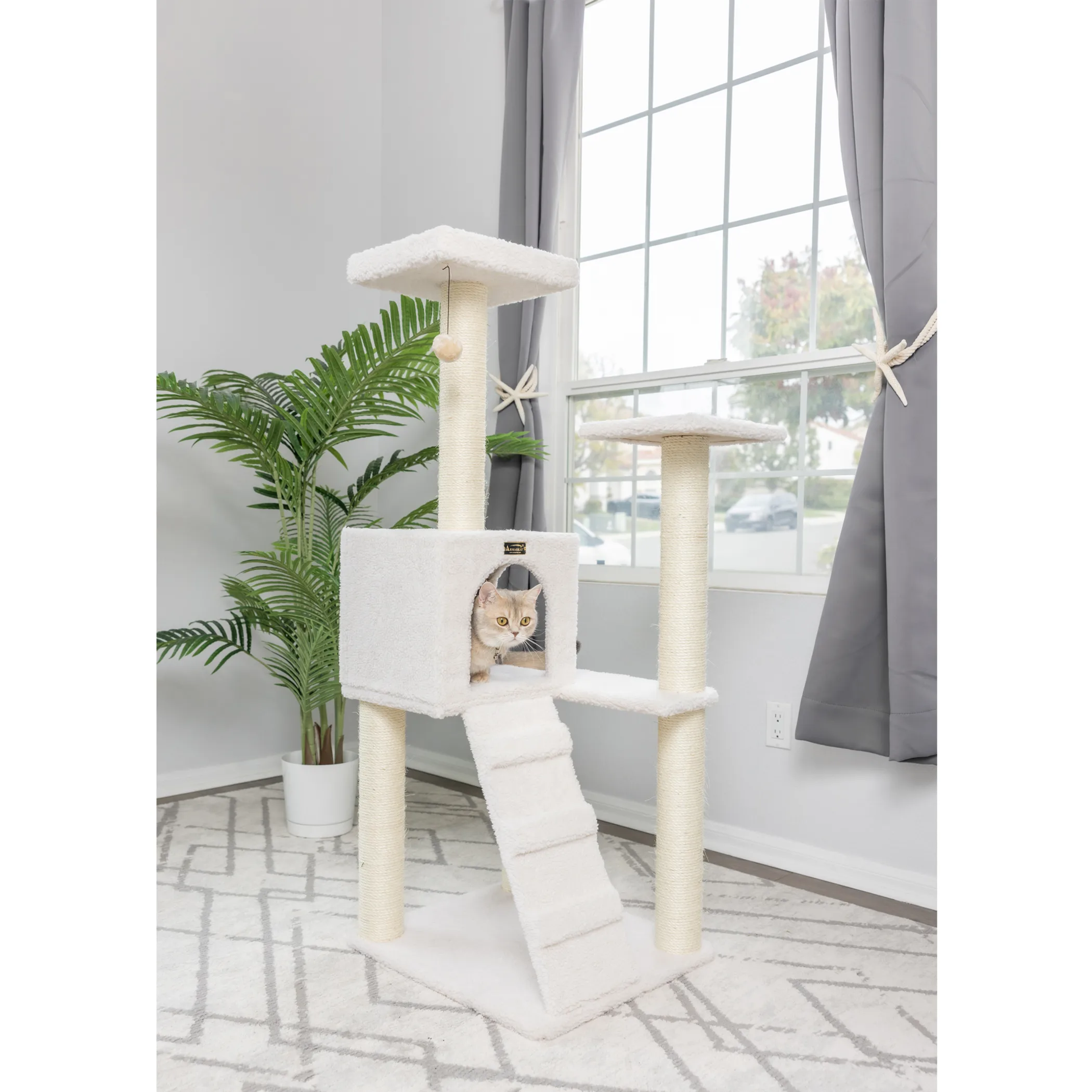 Armarkat Fleece Covered 53" High Cat tree, Real Wood B5301 - Image 3