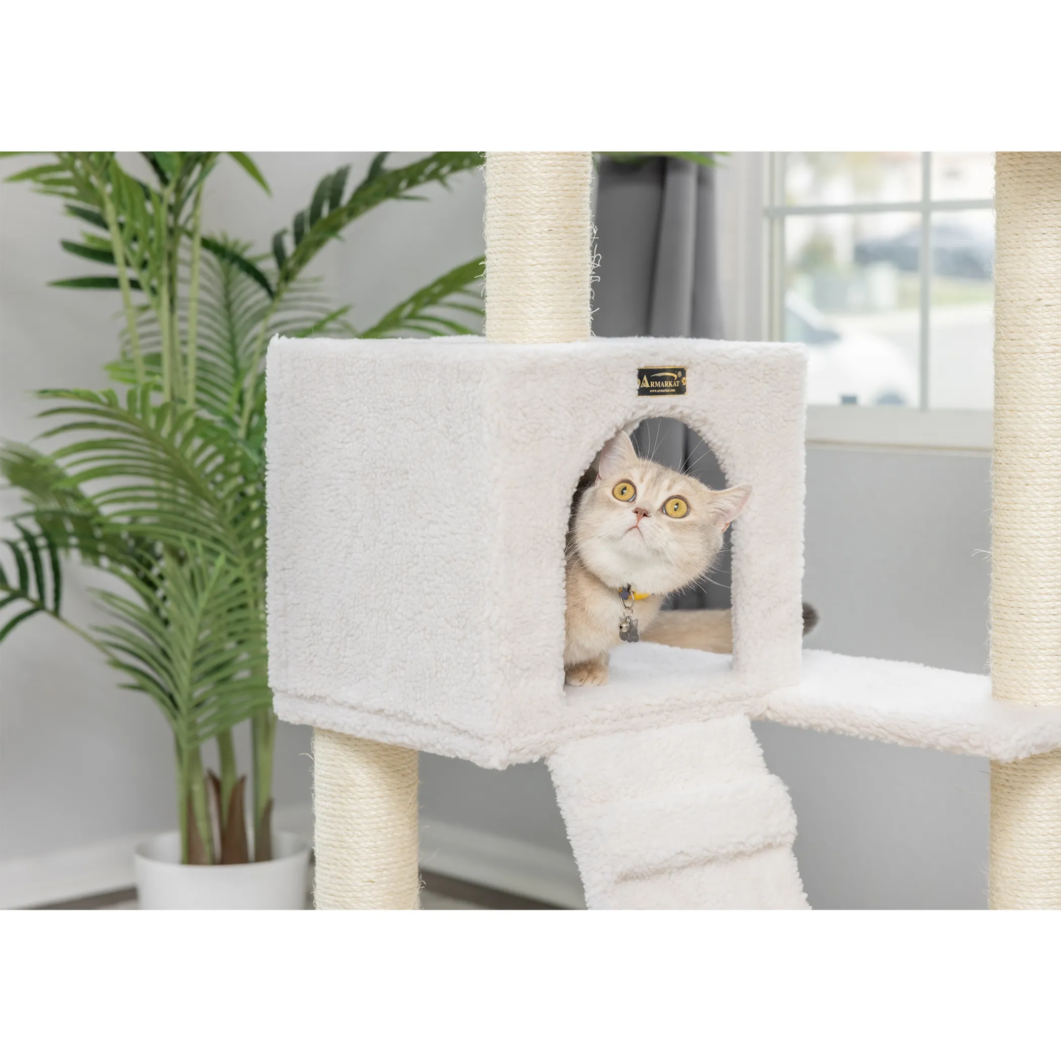 Armarkat Fleece Covered 53" High Cat tree, Real Wood B5301 - Image 5