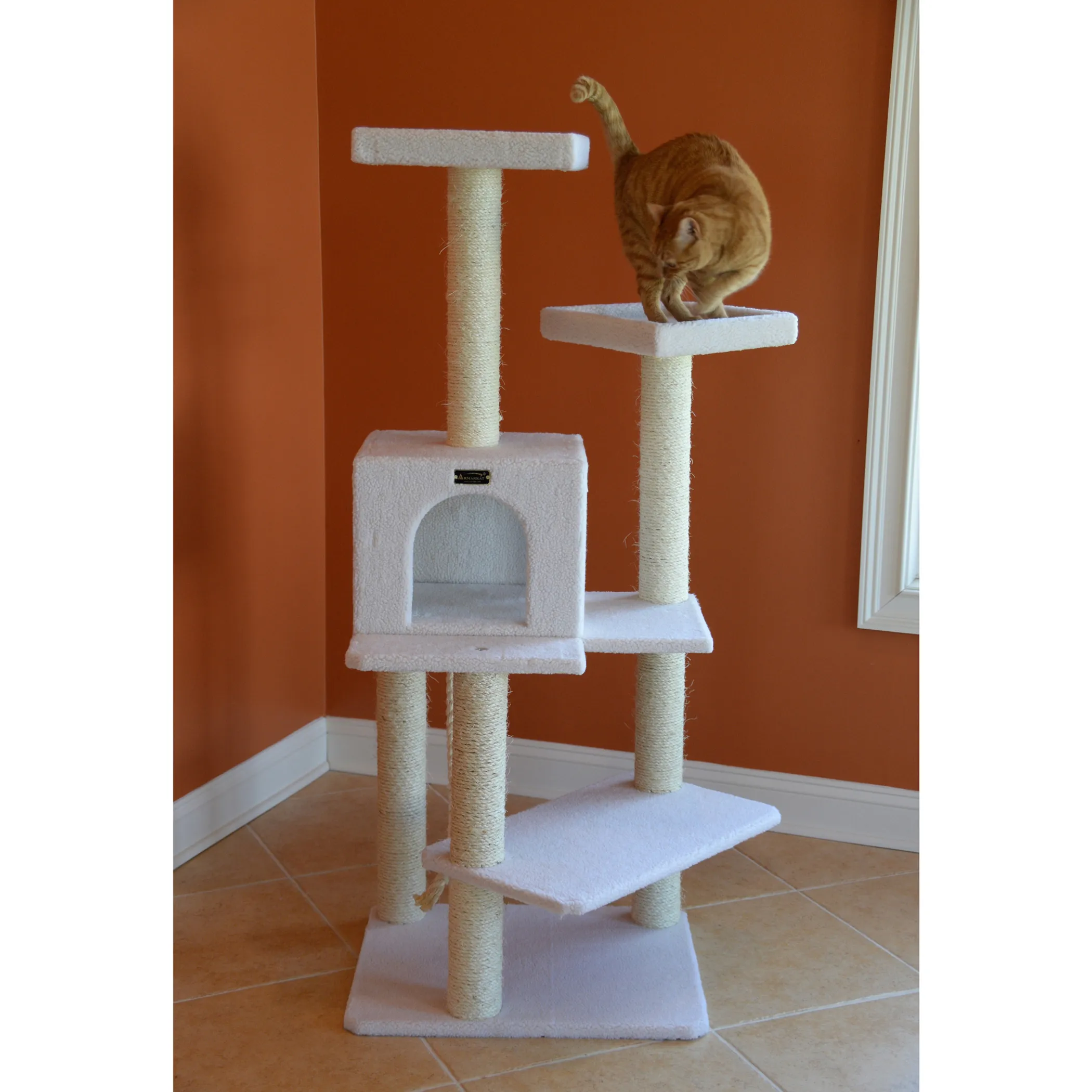 Armarkat Ivory 57" High Cat tree, Fleece Covered Cat Climber - Image 2