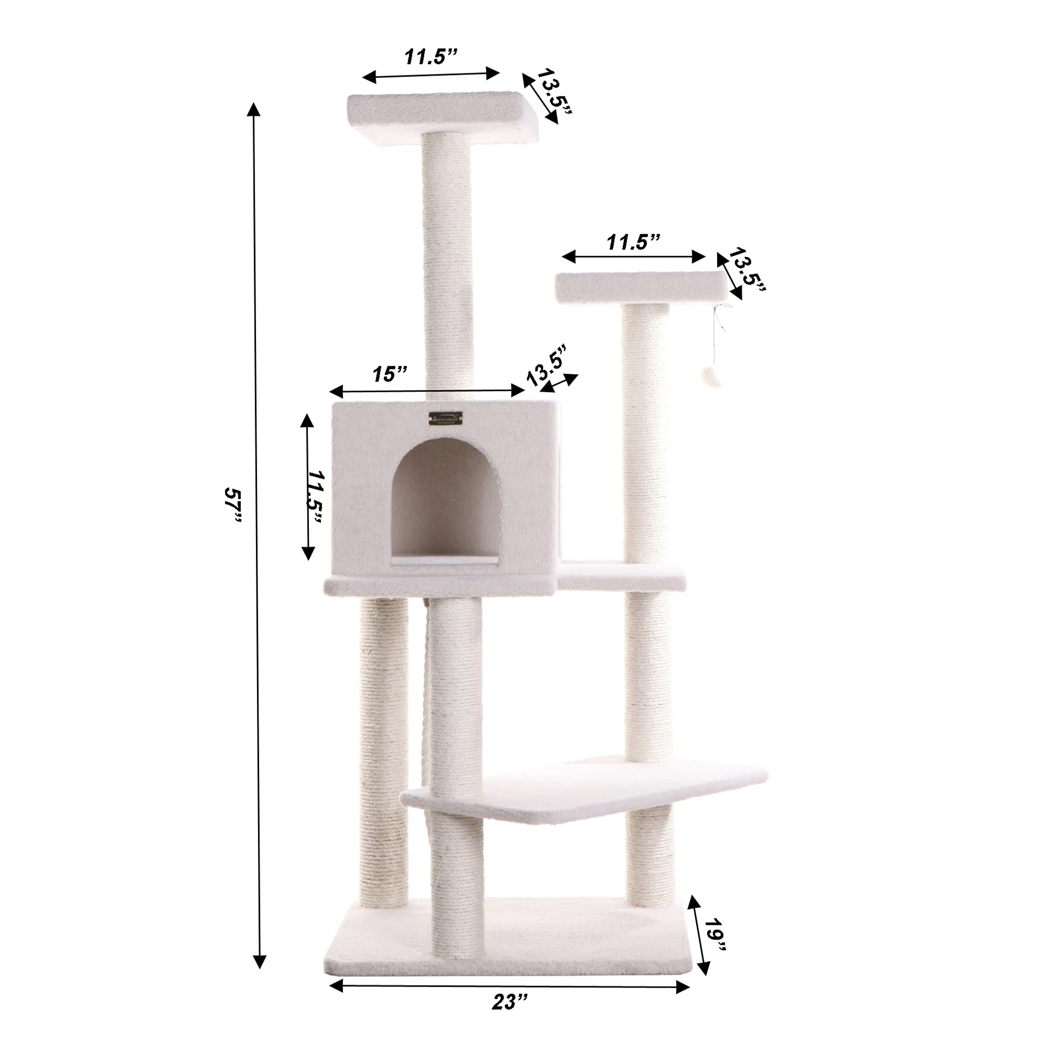 Armarkat Ivory 57" High Cat tree, Fleece Covered Cat Climber - Image 4