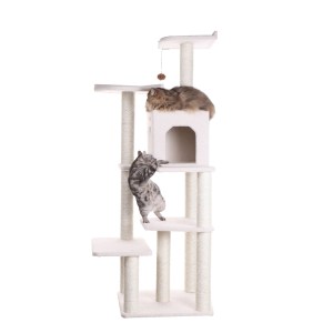 Real Wood B6802 Classic Cat Tree In Ivory 6 Levels Condo