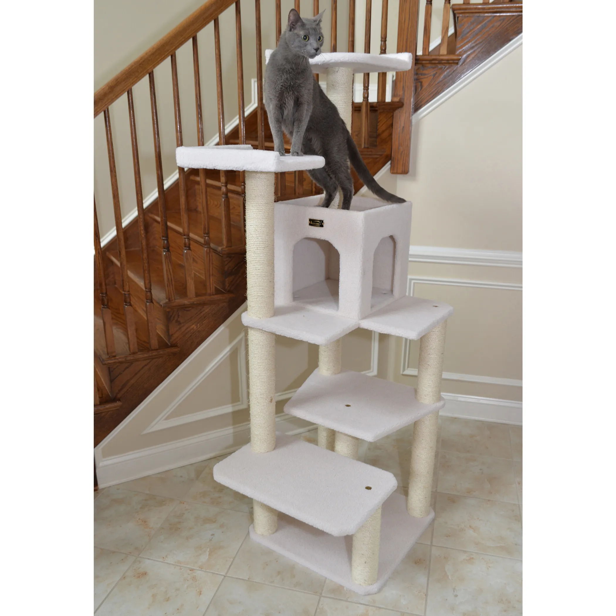 Real Wood B6802 Classic Cat Tree In Ivory 6 Levels Condo - Image 5