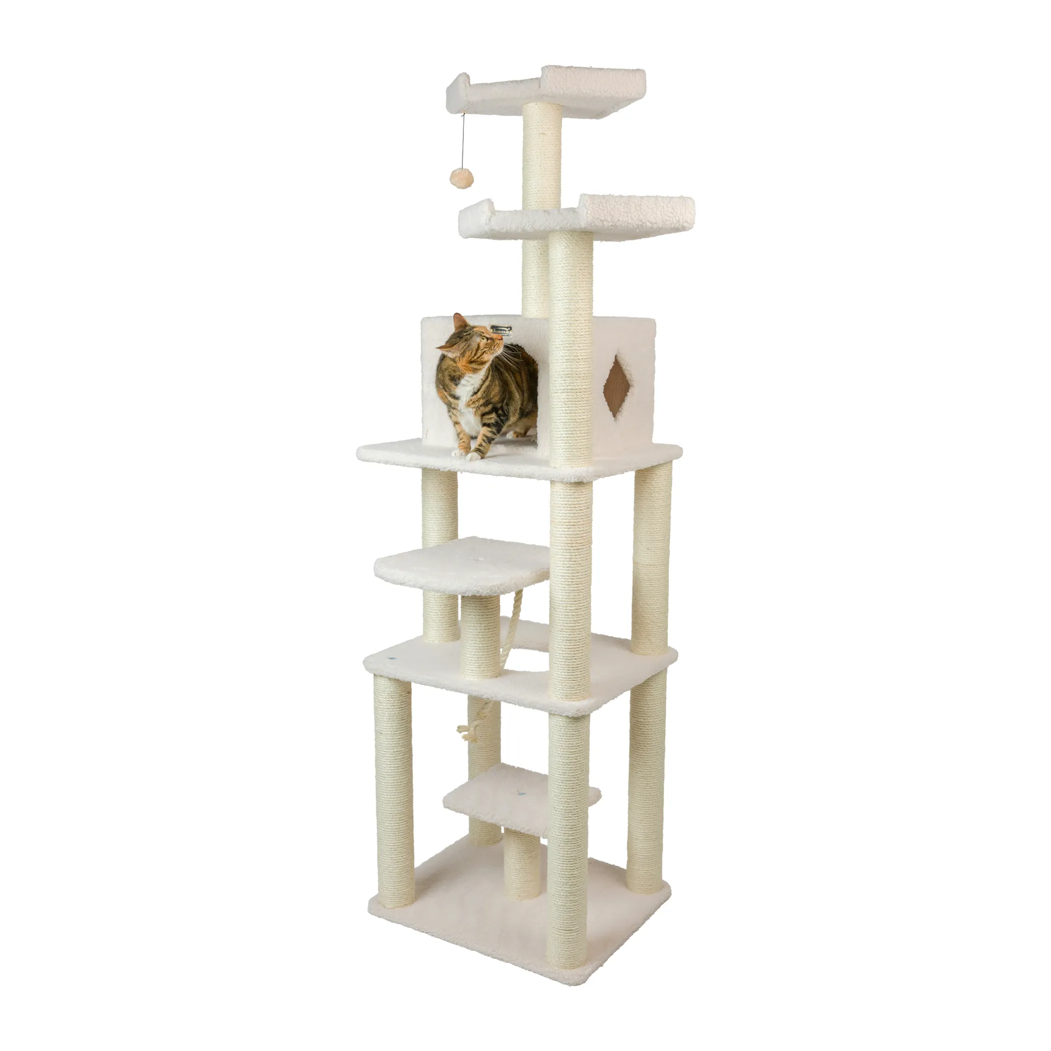 Real Wood B7801 Classic Cat Tree In Ivory 6 Levels Playhouse - Image 2