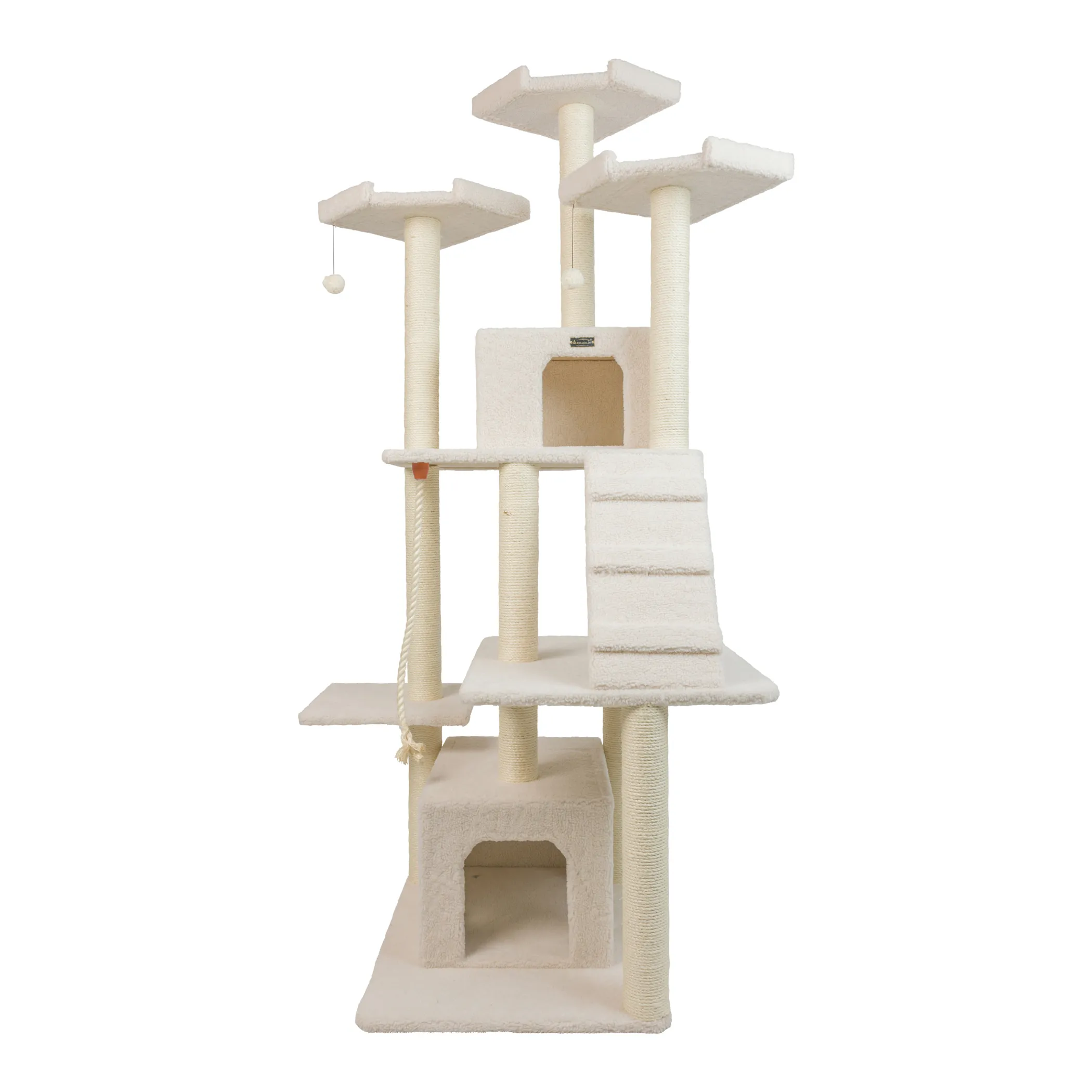 Real Wood B8201 Classic Ivory Cat Tree Multi Levels W Ramp