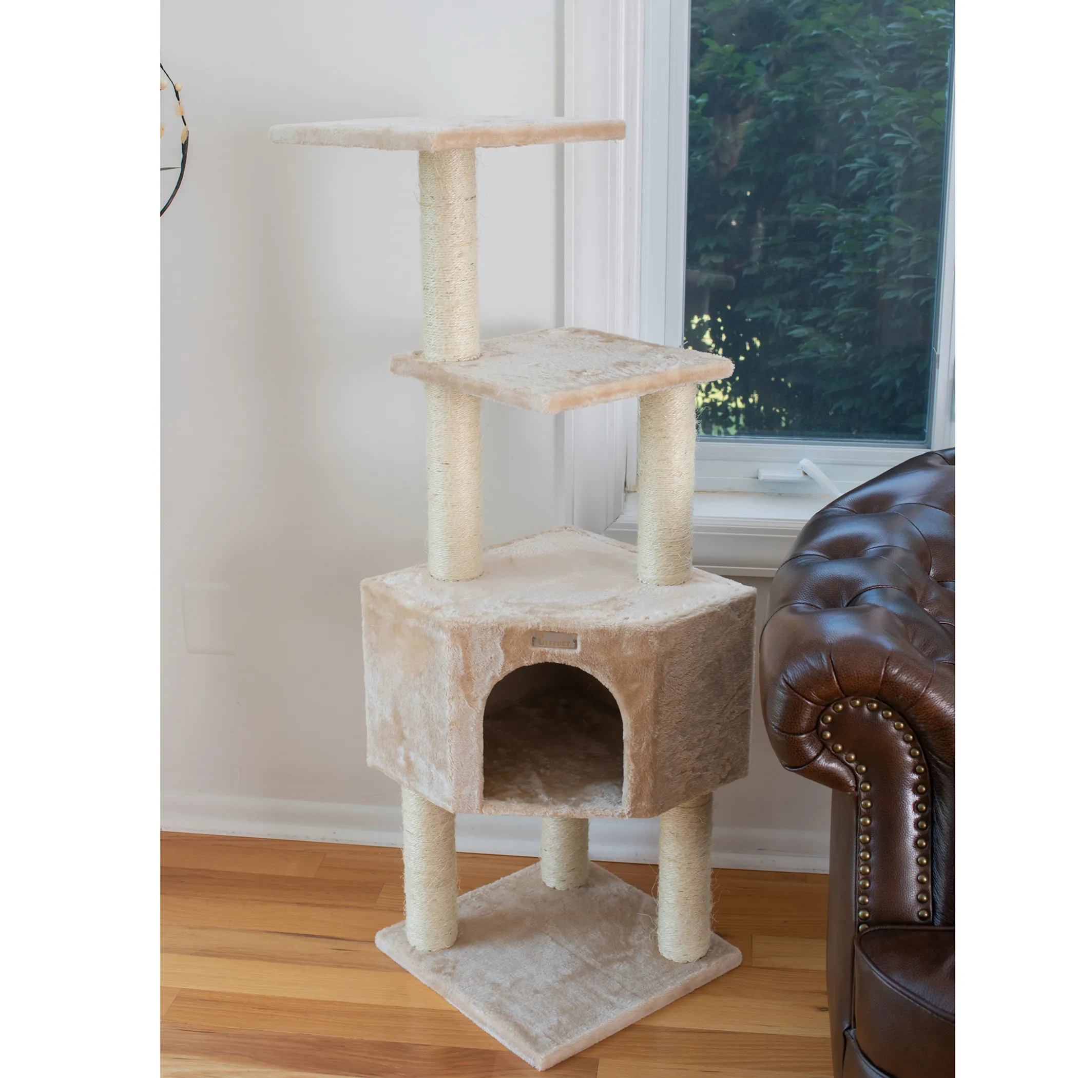 GleePet 48-Inch Cat Tree Real Wood Cat Perches Bge - Image 3