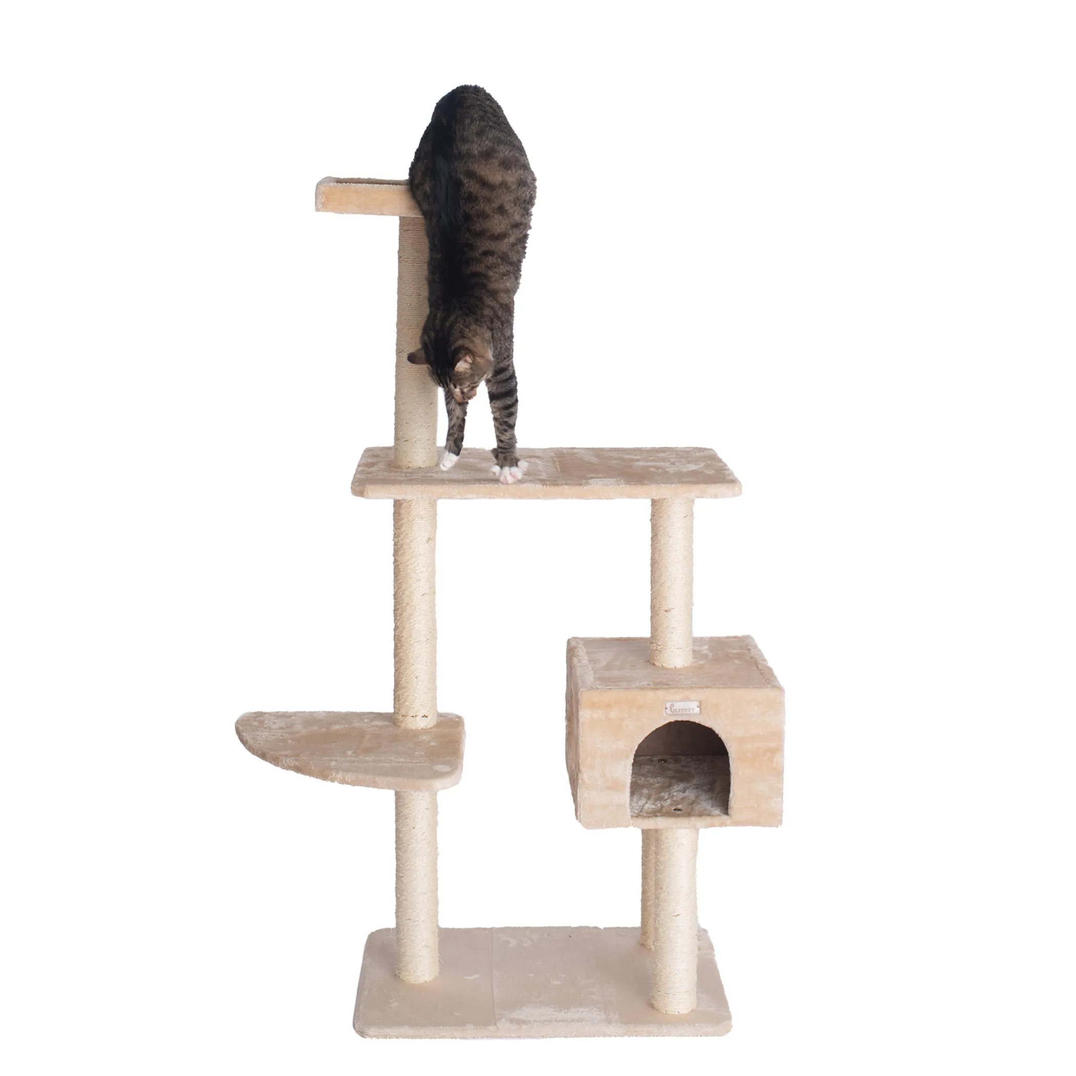 GleePet 57-Inch Cat Tree Real Wood Cat Perches Bge - Image 5
