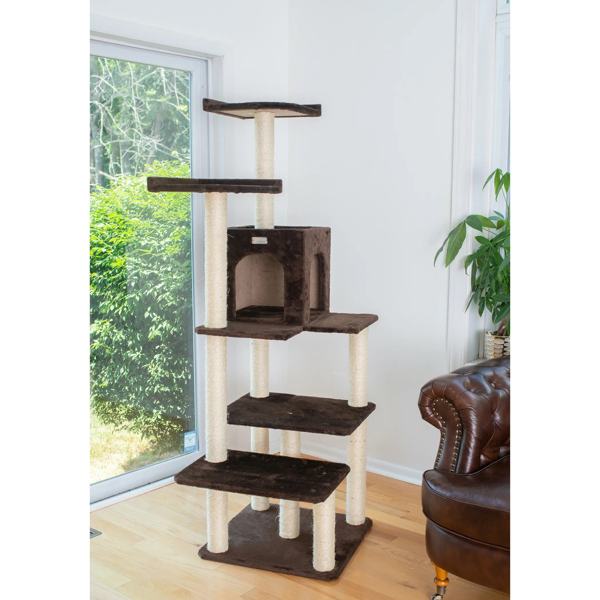 GleePet 66-Inch Cat Tree Real Wood Cat Climber W 4 Levels - Image 3