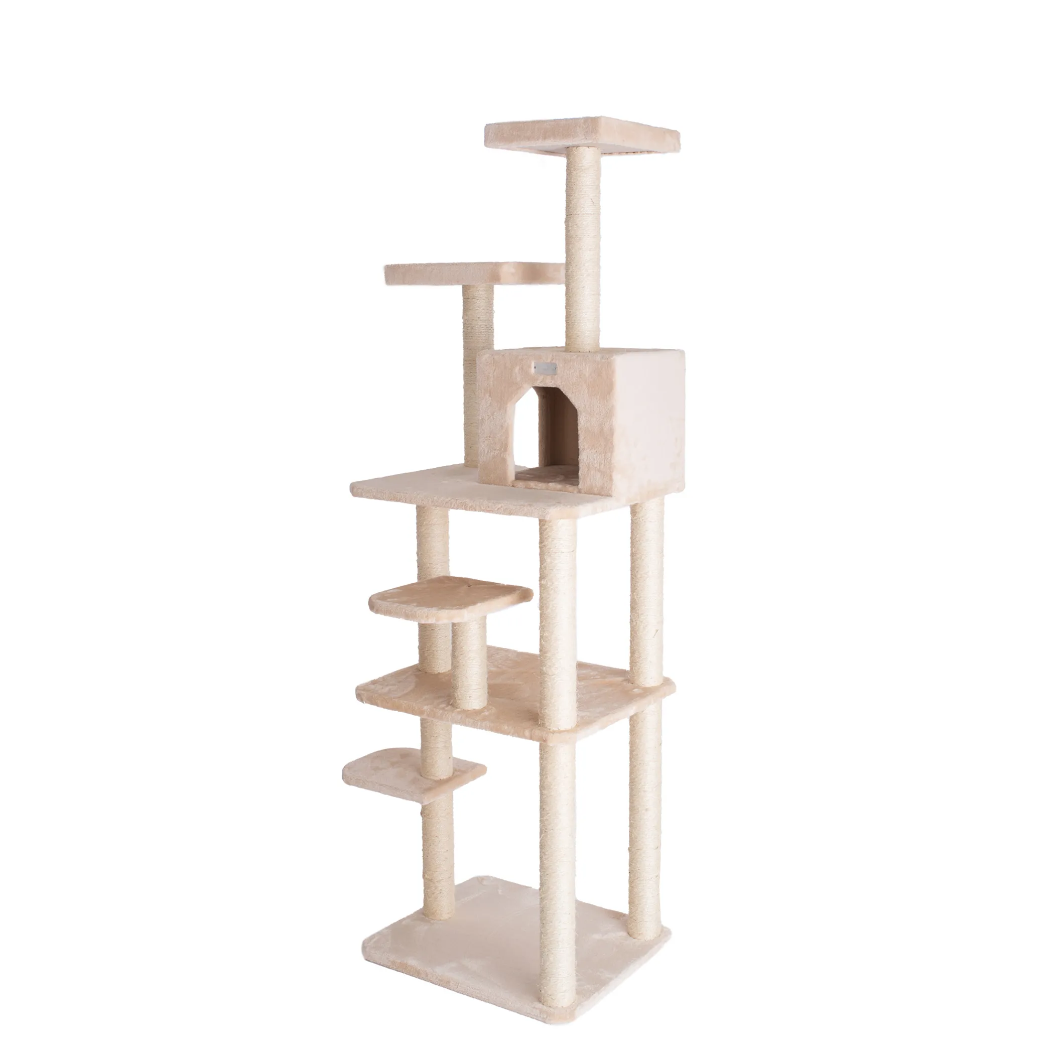 GleePet Real Wood 74-Inch Cat Tree With Seven Levels, Beige - Image 2