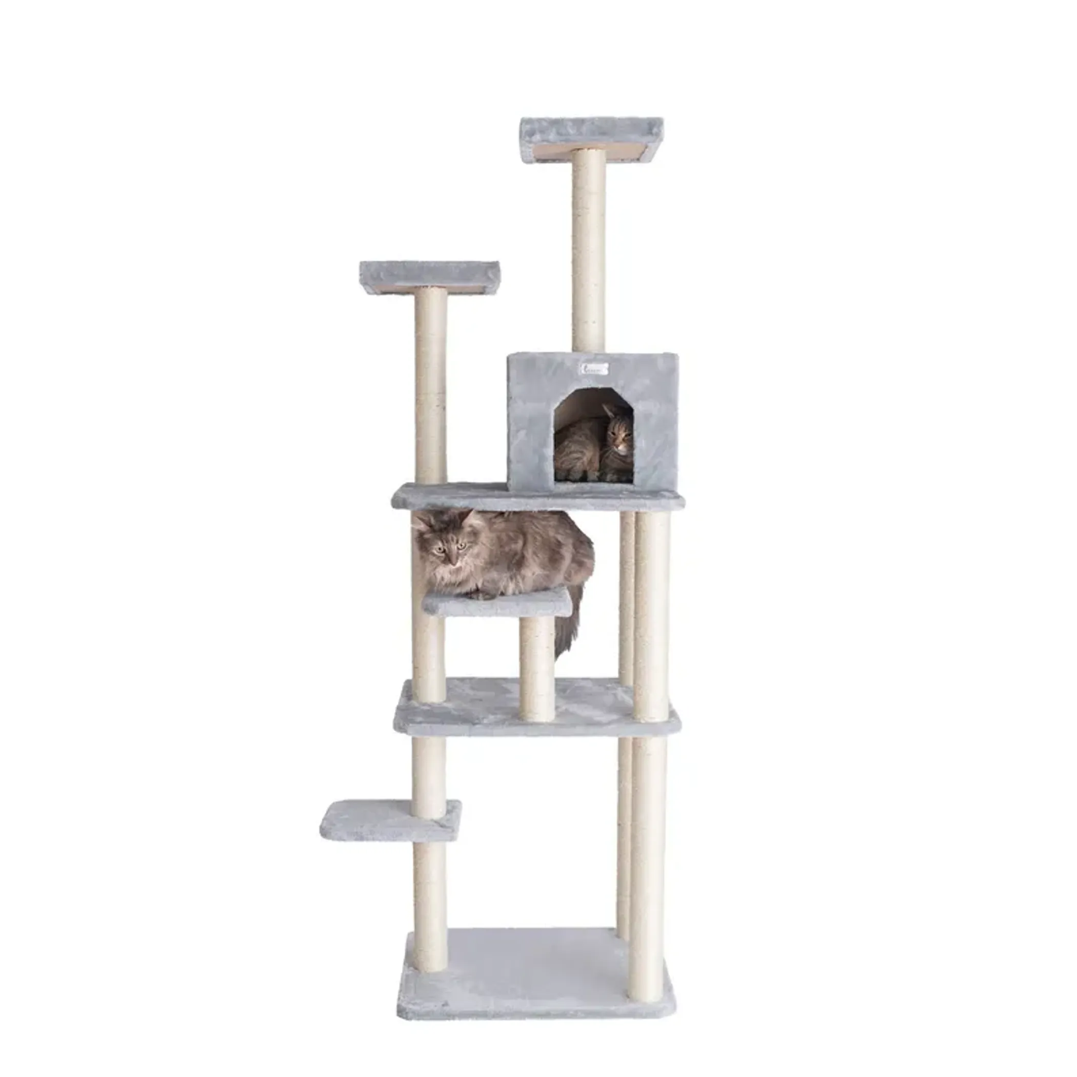 GleePet 74-Inch Real Wood Cat Tree W Seven Levels Gray - Image 2