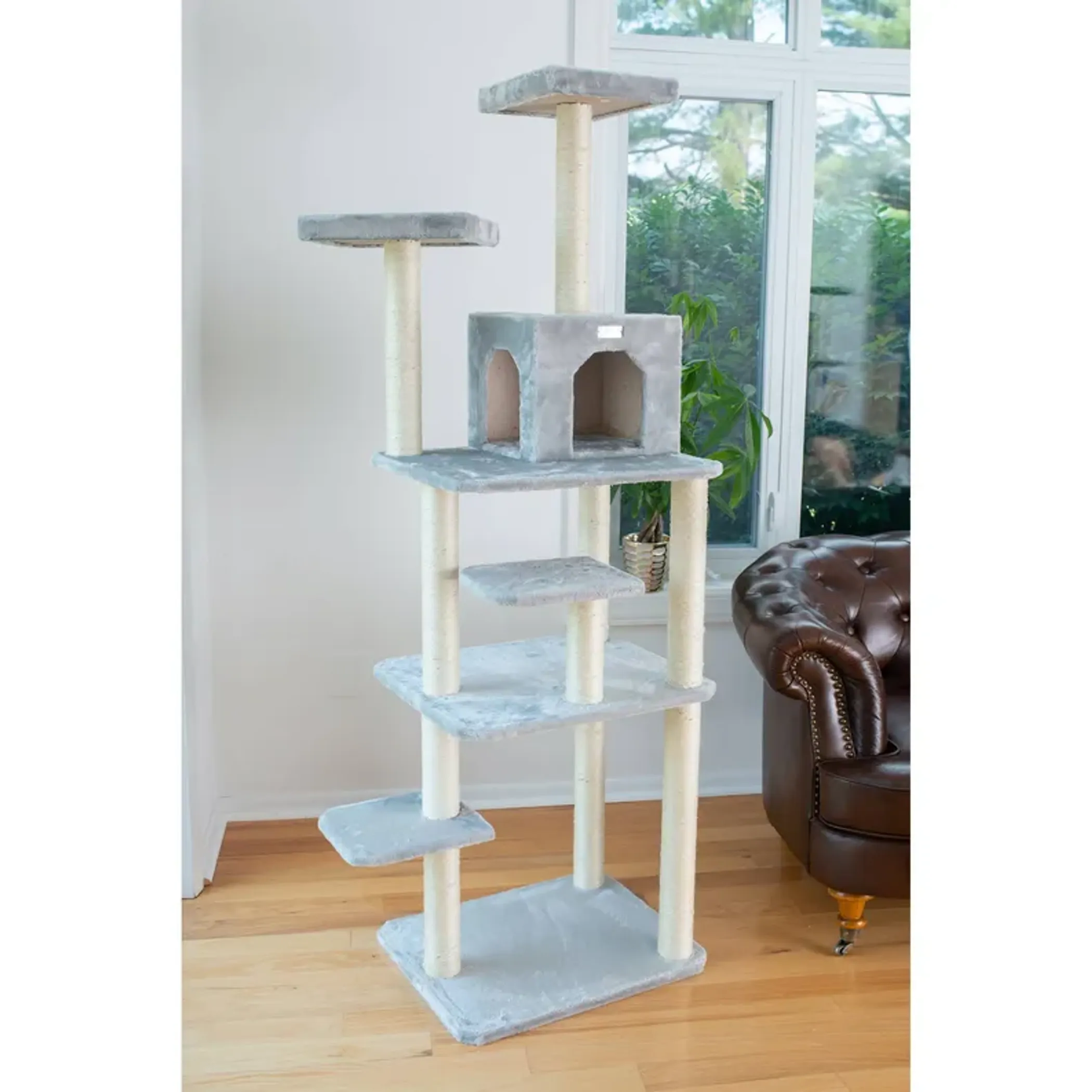 GleePet 74-Inch Real Wood Cat Tree W Seven Levels Gray - Image 3
