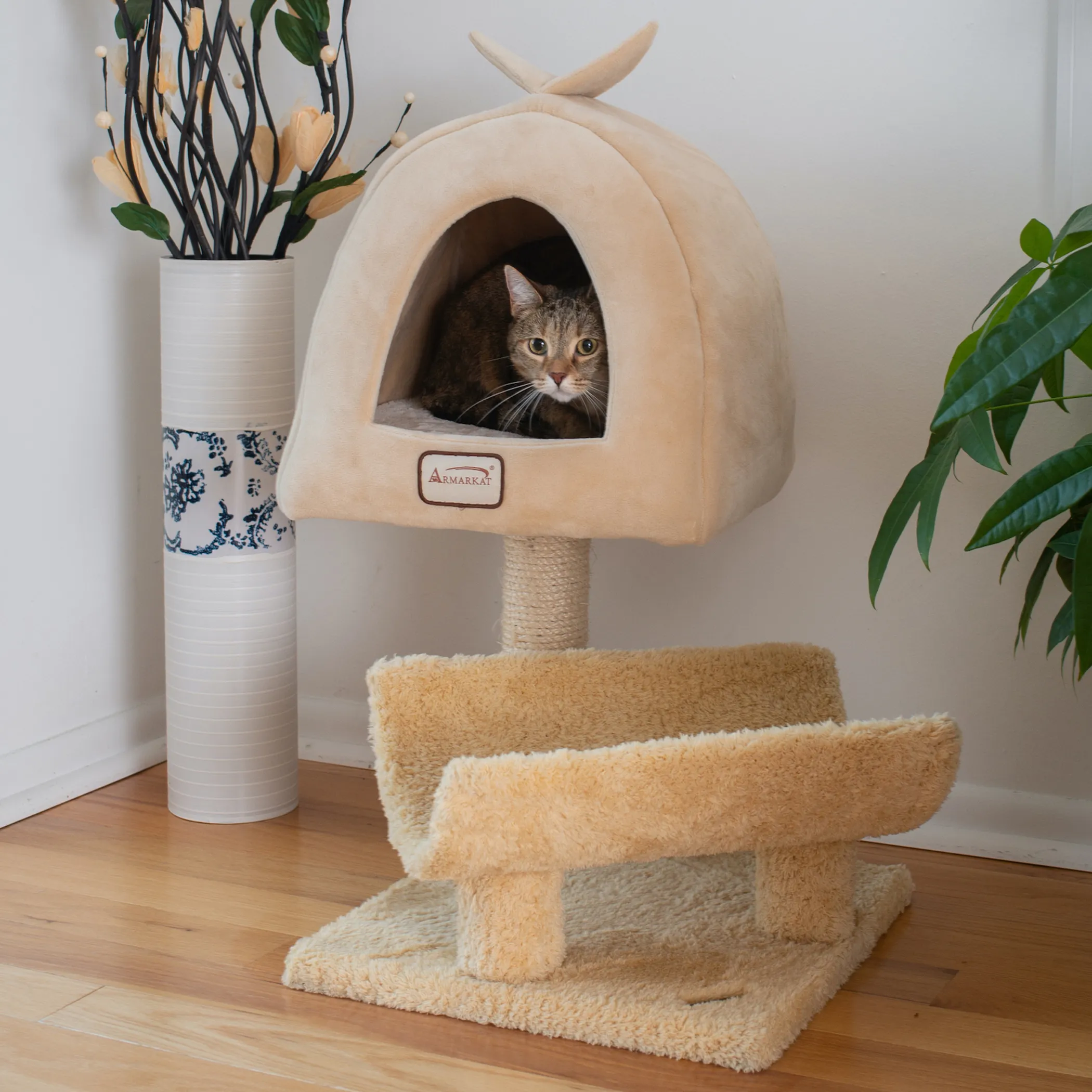 Armarkat X3007 Cat Condo, Real Wood Cat Scratching Post - Image 3