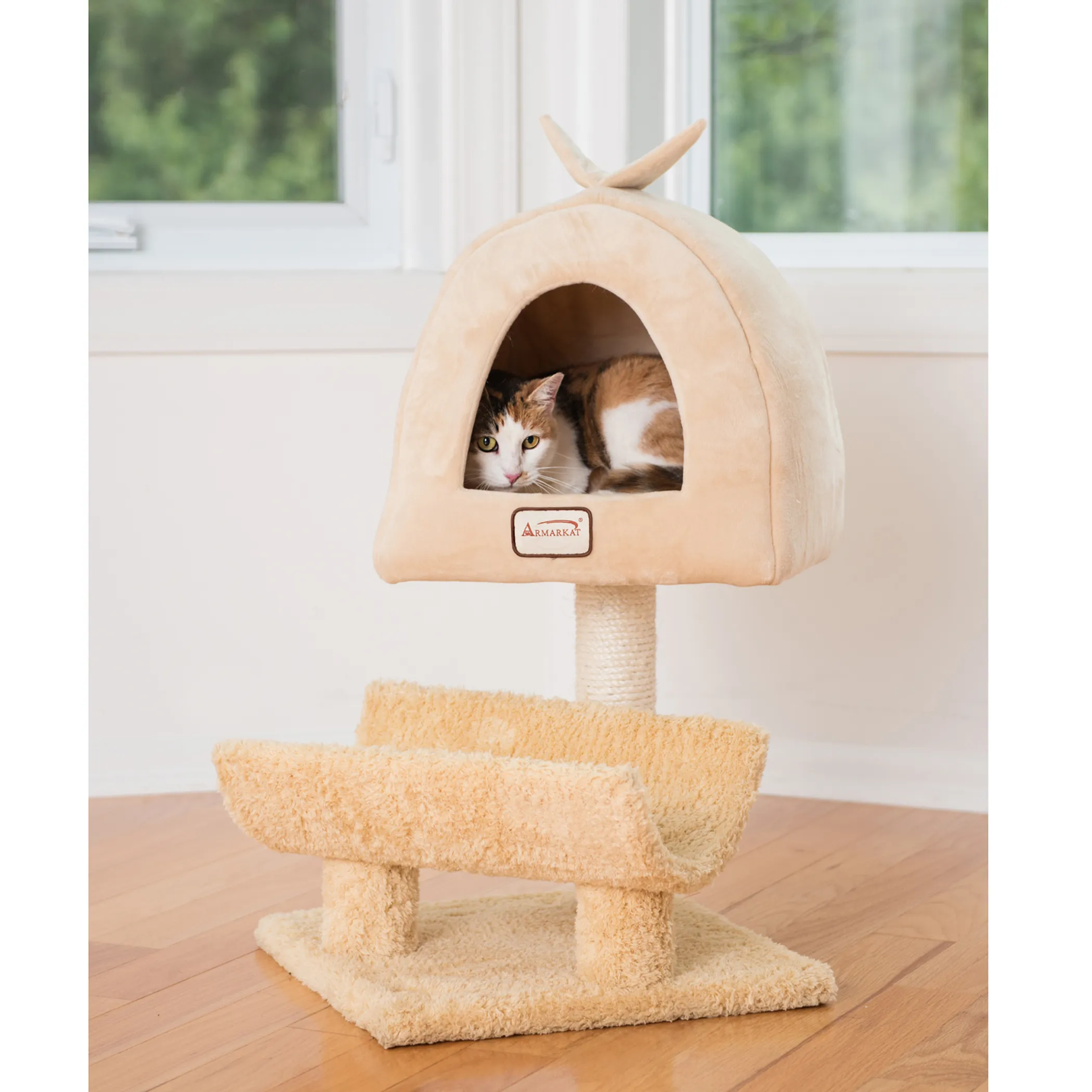 Armarkat X3007 Cat Condo, Real Wood Cat Scratching Post - Image 5