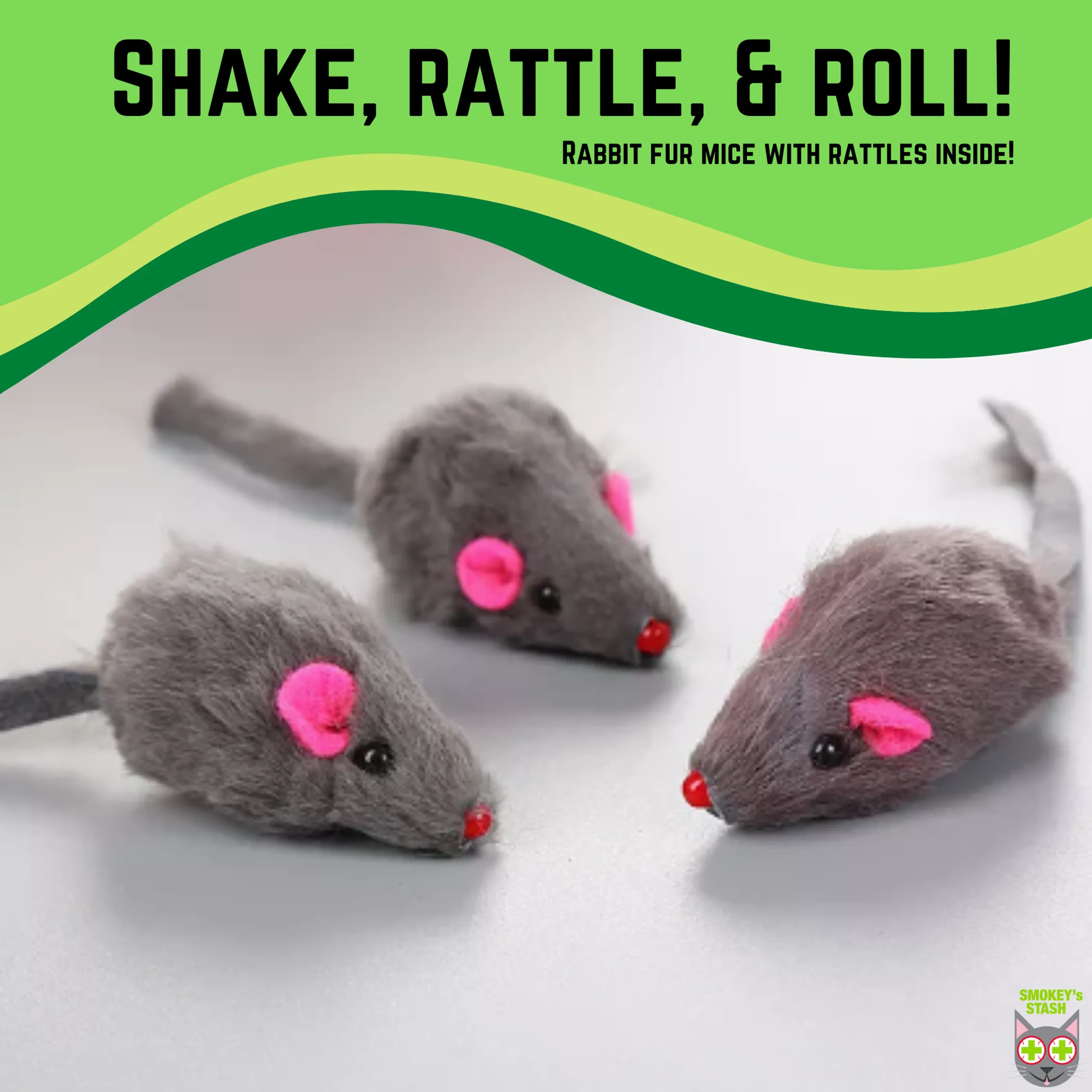 Smokey's Stash Rabbit Fur Mouse Cat Toy - Image 3