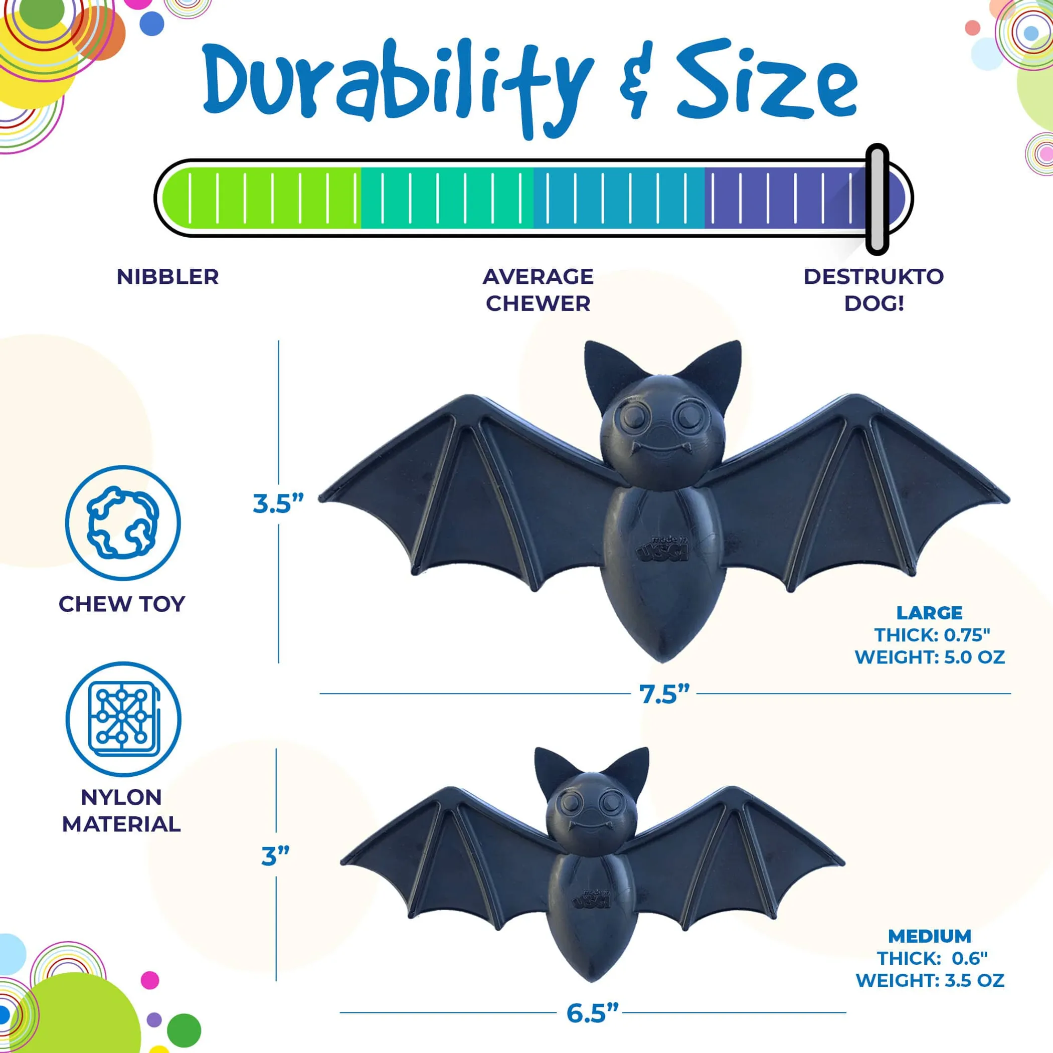 SodaPup Vampire Bat Ultra Durable Nylon Dog Chew Toy for Aggressive Chewers - Image 5
